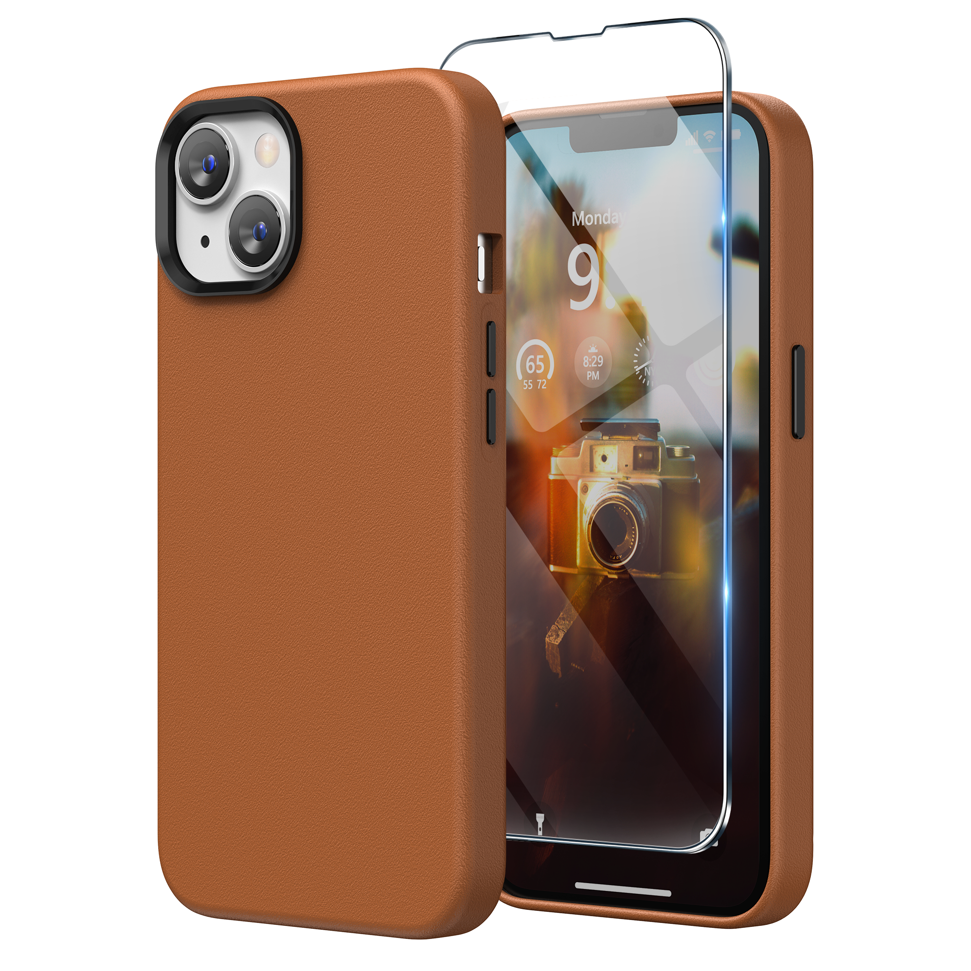 iphone 14 plus handyhülle SURPHY entworfen für iPhone 14 Plus-Hülle aus Kunstleder mit Displaysc