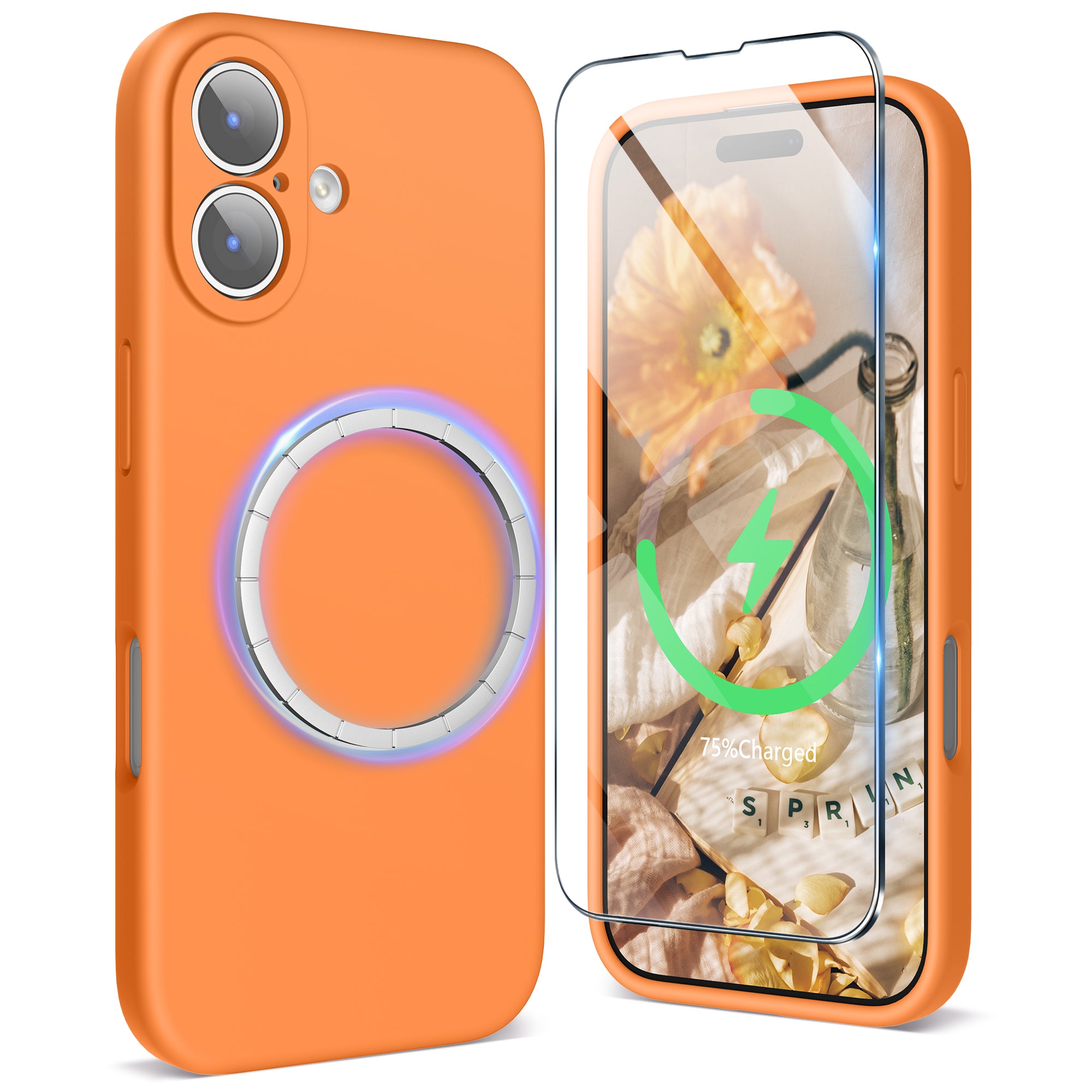 SURPHY Case for iPhone 17 Case with Screen Protector (6.3 inch 2025), Compatible with MagSafe, Liquid Silicone 17 Phone Cases Whit Soft Microfiber Lining