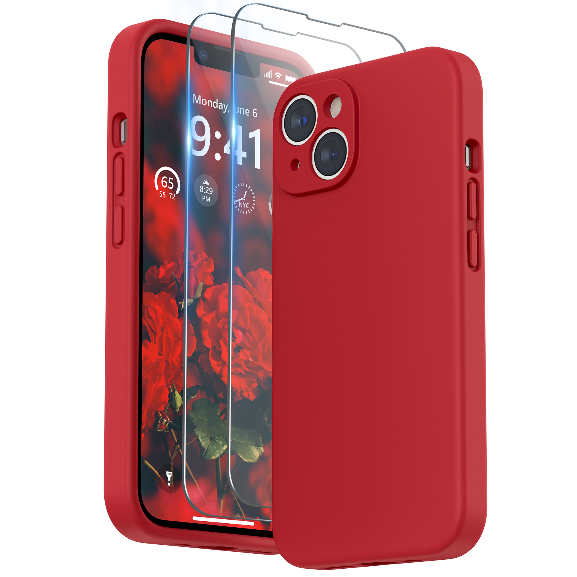 SURPHY Compatible with iPhone 14 Case with Screen Protector (Camera Protection + Soft Microfiber Lining) Liquid Silicone Phone Case 6.1 inch 2022