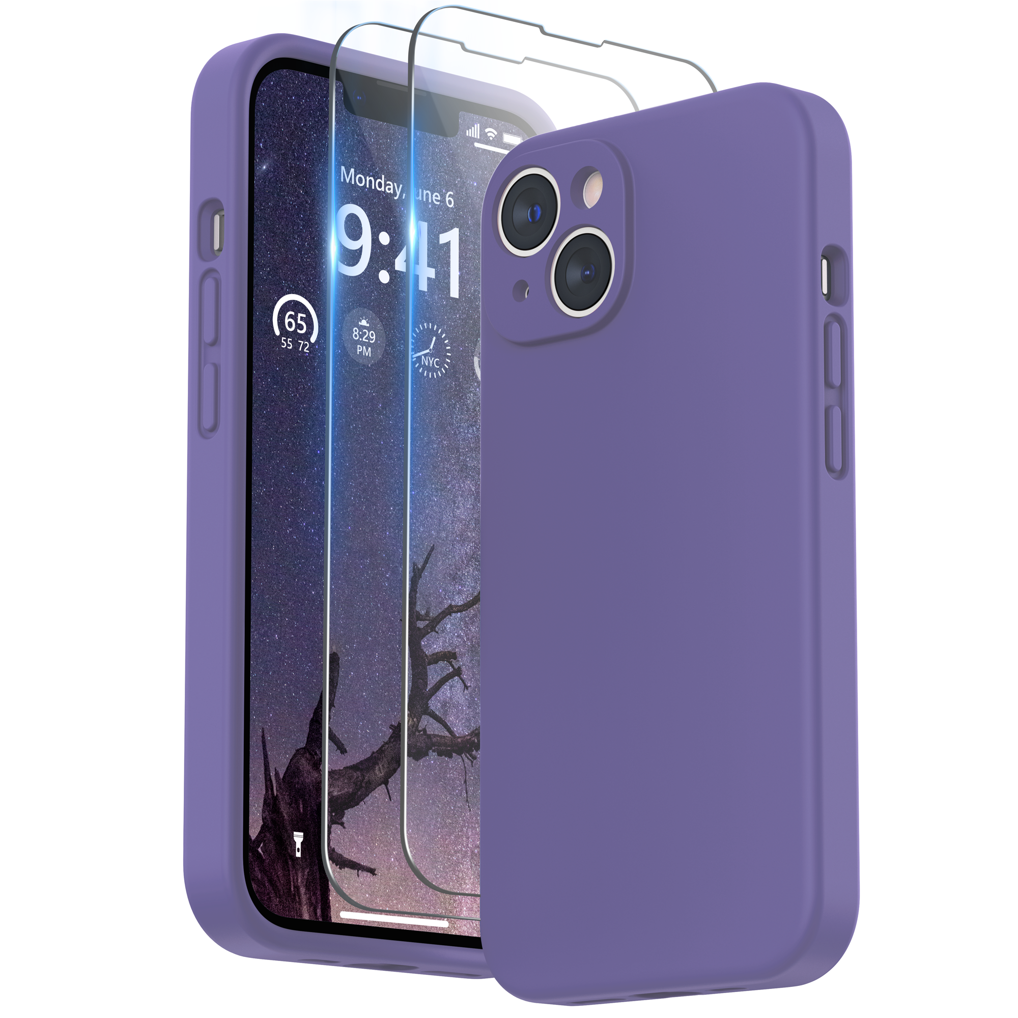 SURPHY Compatible with iPhone 14 Case with Screen Protector (Camera Protection + Soft Microfiber Lining) Liquid Silicone Phone Case 6.1 inch 2022