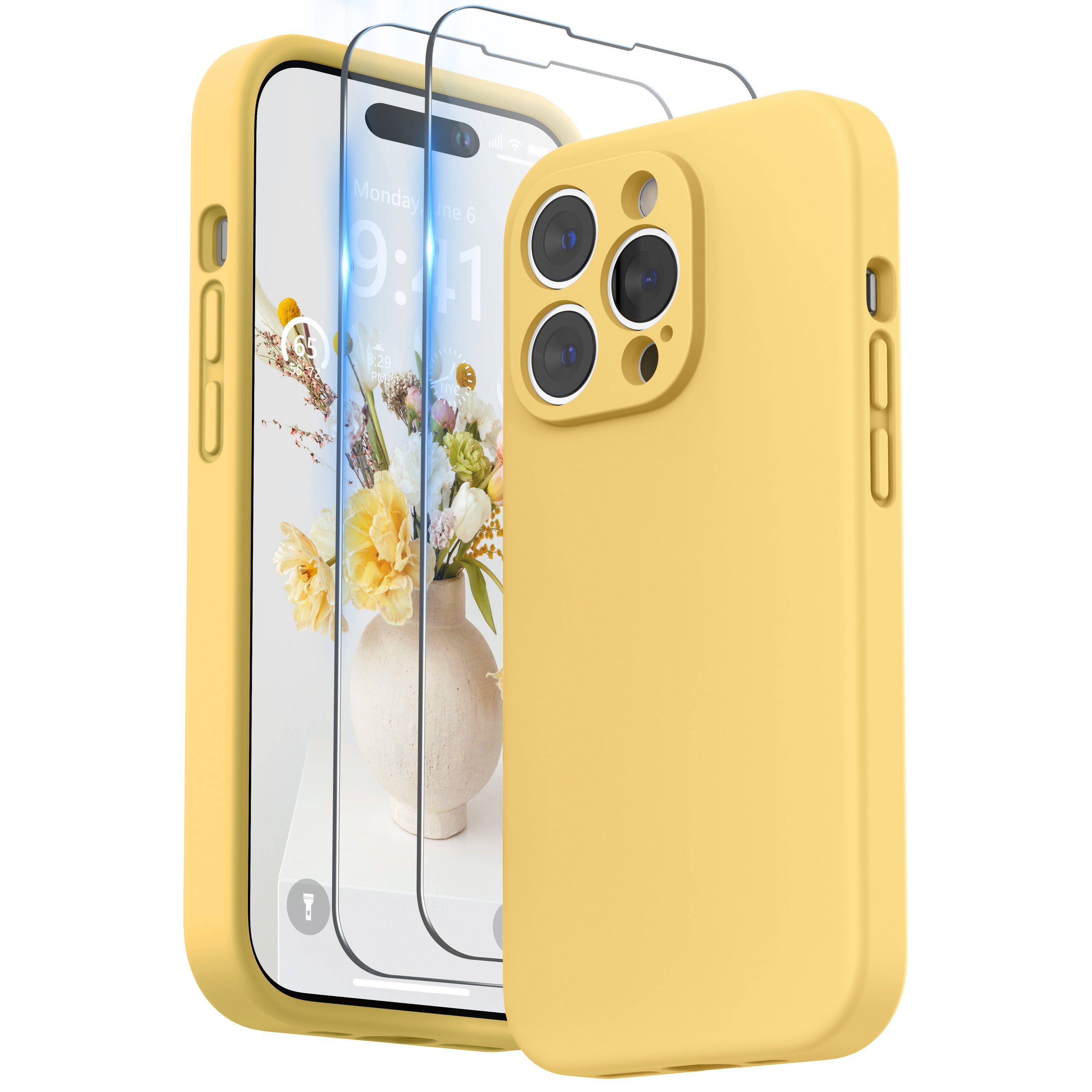 SURPHY Designed for iPhone 14 Pro Max Case with Screen Protector, (with Camera Protection + Soft Microfiber Lining) Liquid Silicone Phone Case
