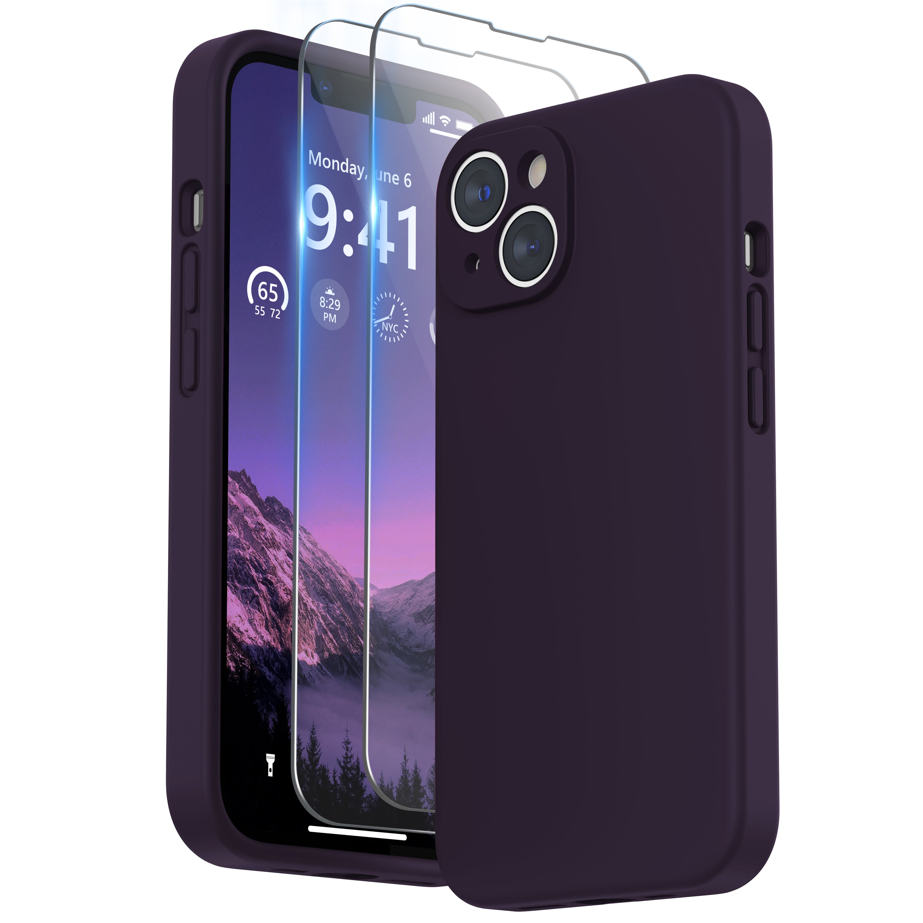 SURPHY Compatible with iPhone 14 Case with Screen Protector (Camera Protection + Soft Microfiber Lining) Liquid Silicone Phone Case 6.1 inch 2022