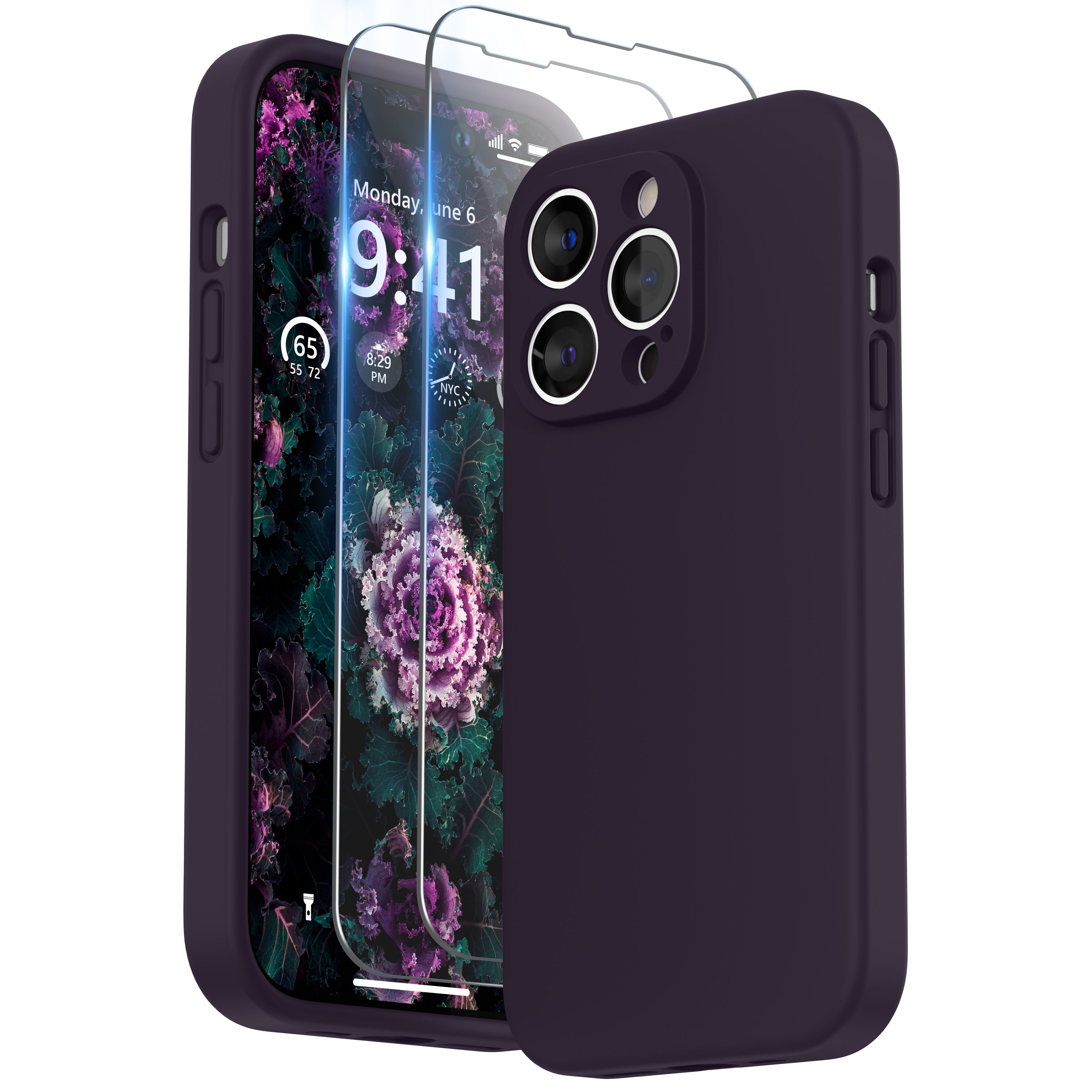SURPHY Designed for iPhone 14 Pro Max Case with Screen Protector, (with Camera Protection + Soft Microfiber Lining) Liquid Silicone Phone Case
