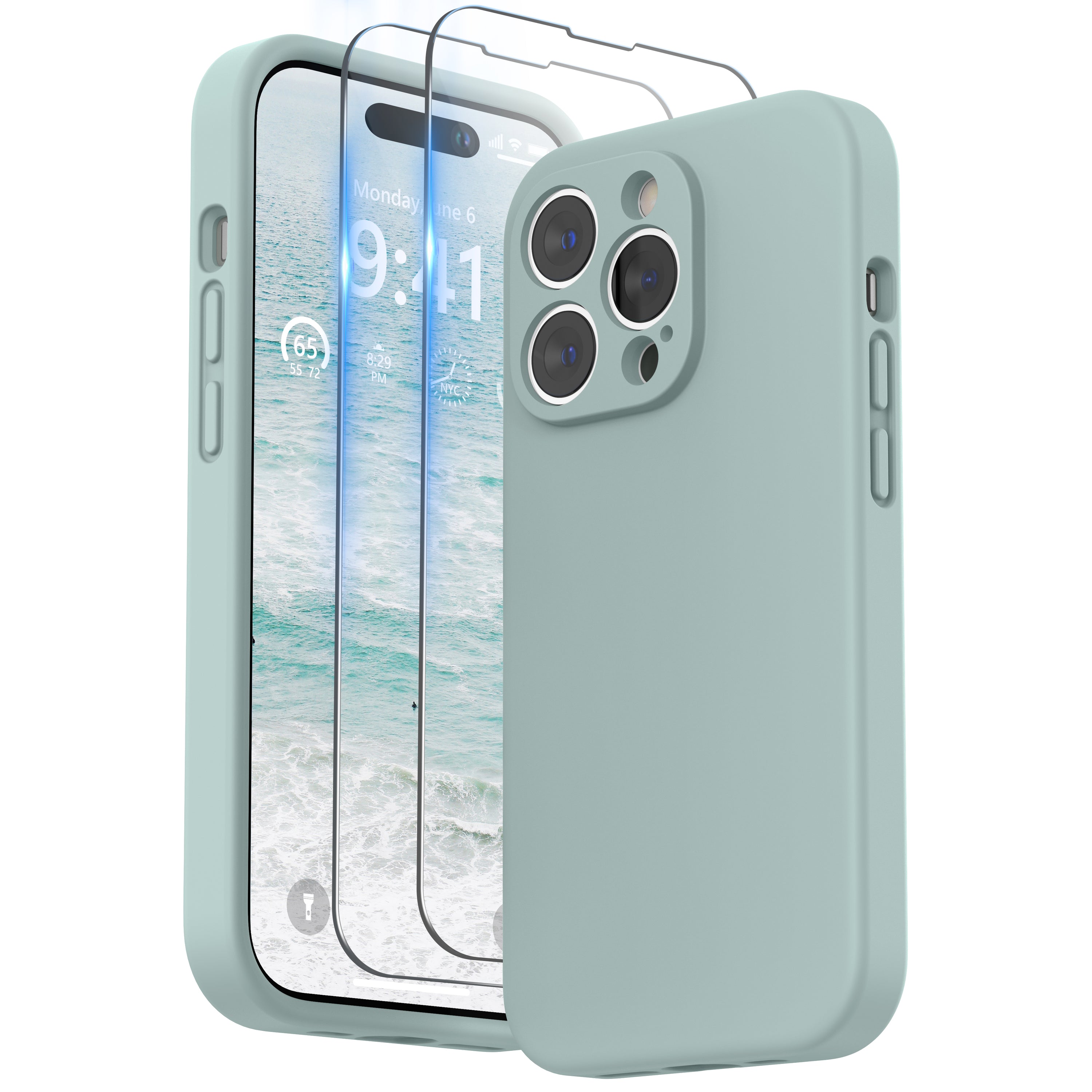 SURPHY Designed for iPhone 14 Pro Max Case with Screen Protector, (with Camera Protection + Soft Microfiber Lining) Liquid Silicone Phone Case