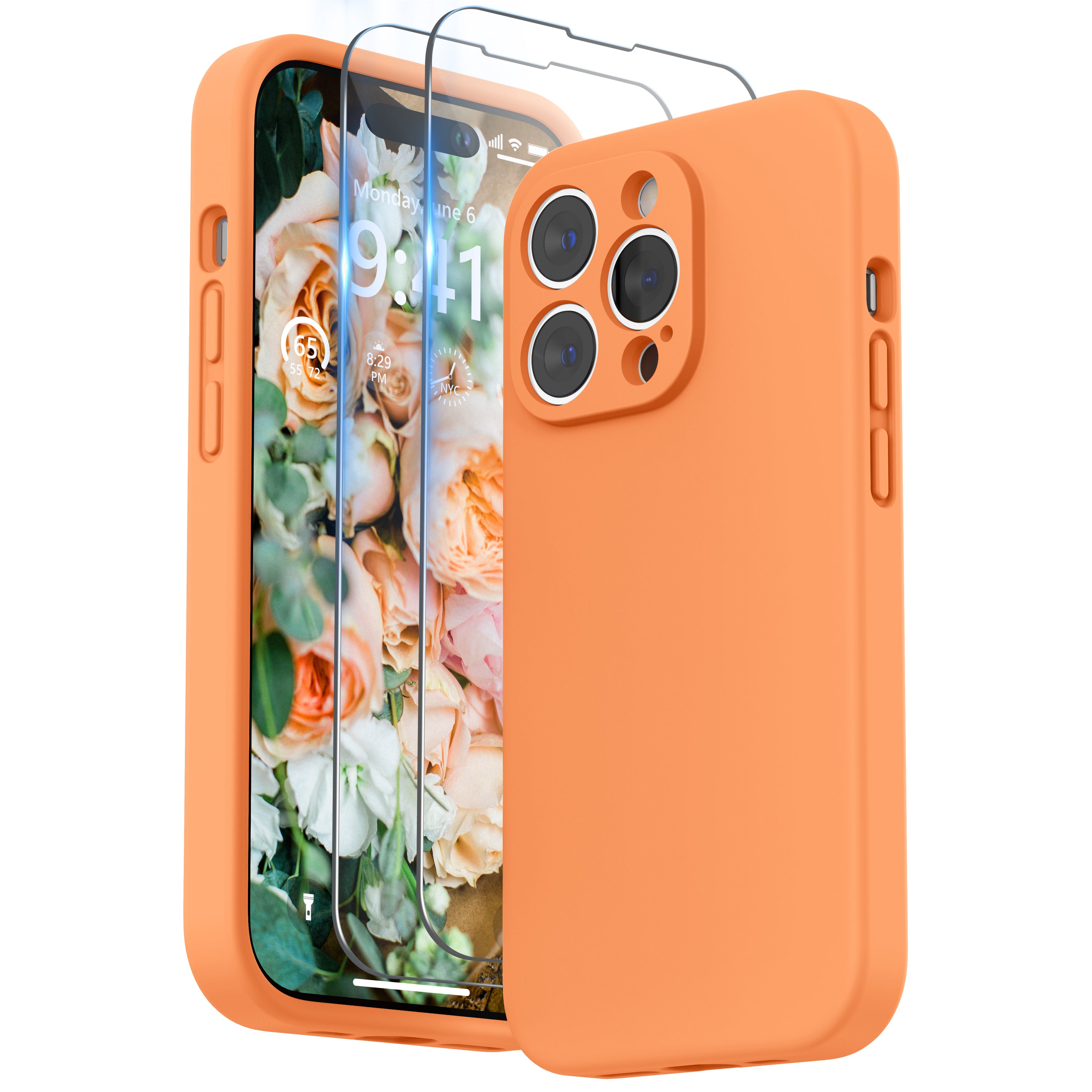 SURPHY Designed for iPhone 14 Pro Max Case with Screen Protector, (with Camera Protection + Soft Microfiber Lining) Liquid Silicone Phone Case