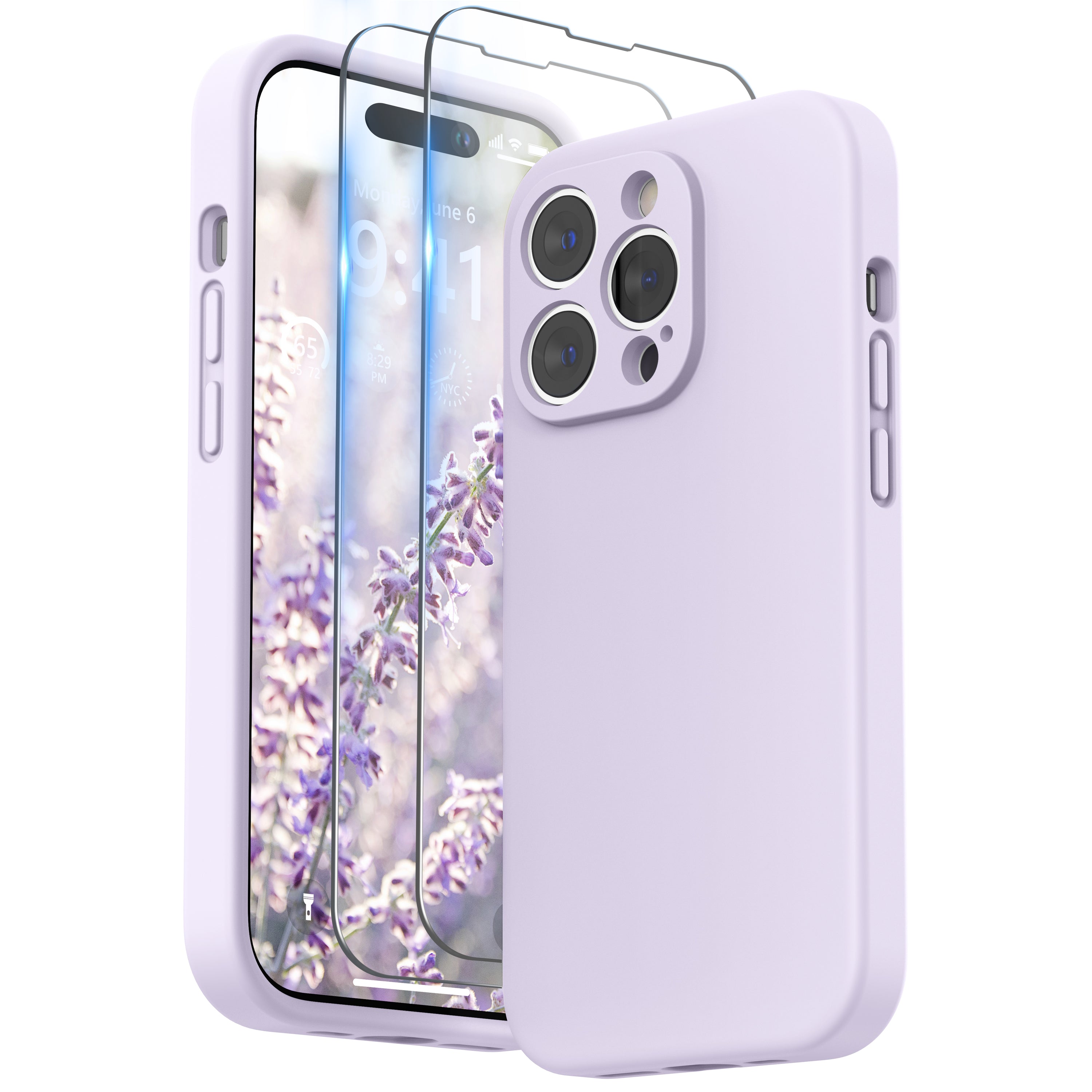 SURPHY Designed for iPhone 14 Pro Max Case with Screen Protector, (with Camera Protection + Soft Microfiber Lining) Liquid Silicone Phone Case