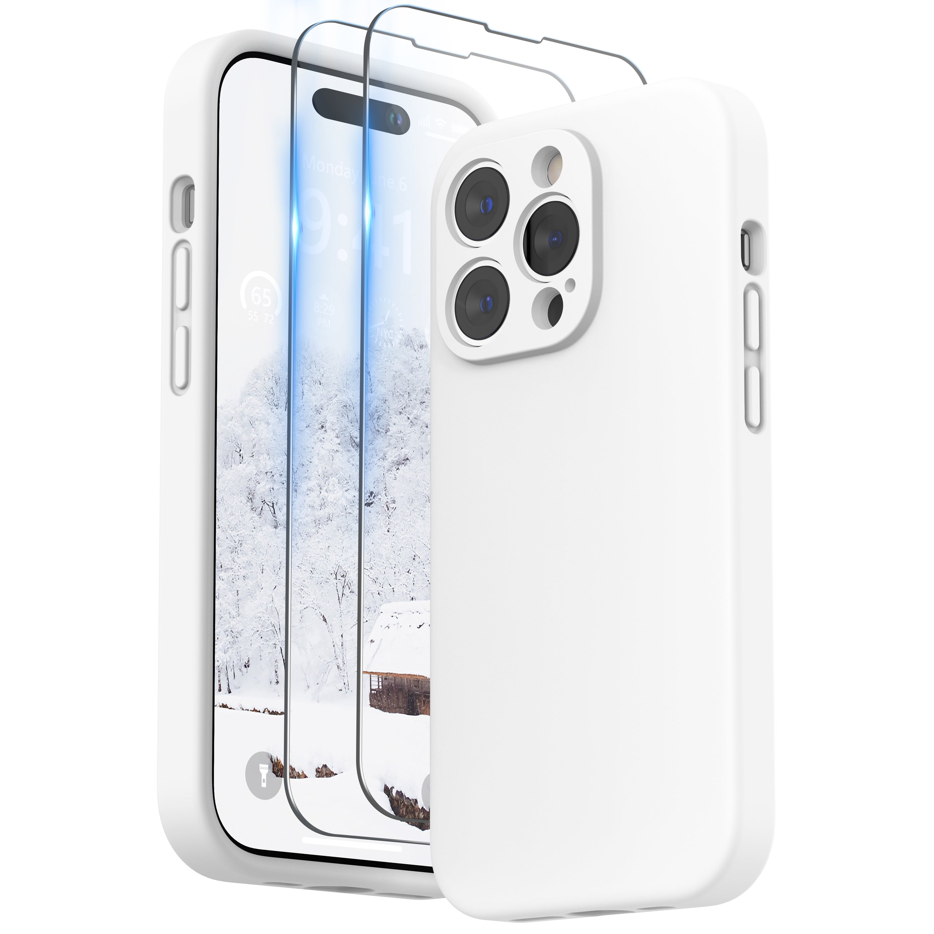 SURPHY Designed for iPhone 14 Pro Max Case with Screen Protector, (with Camera Protection + Soft Microfiber Lining) Liquid Silicone Phone Case