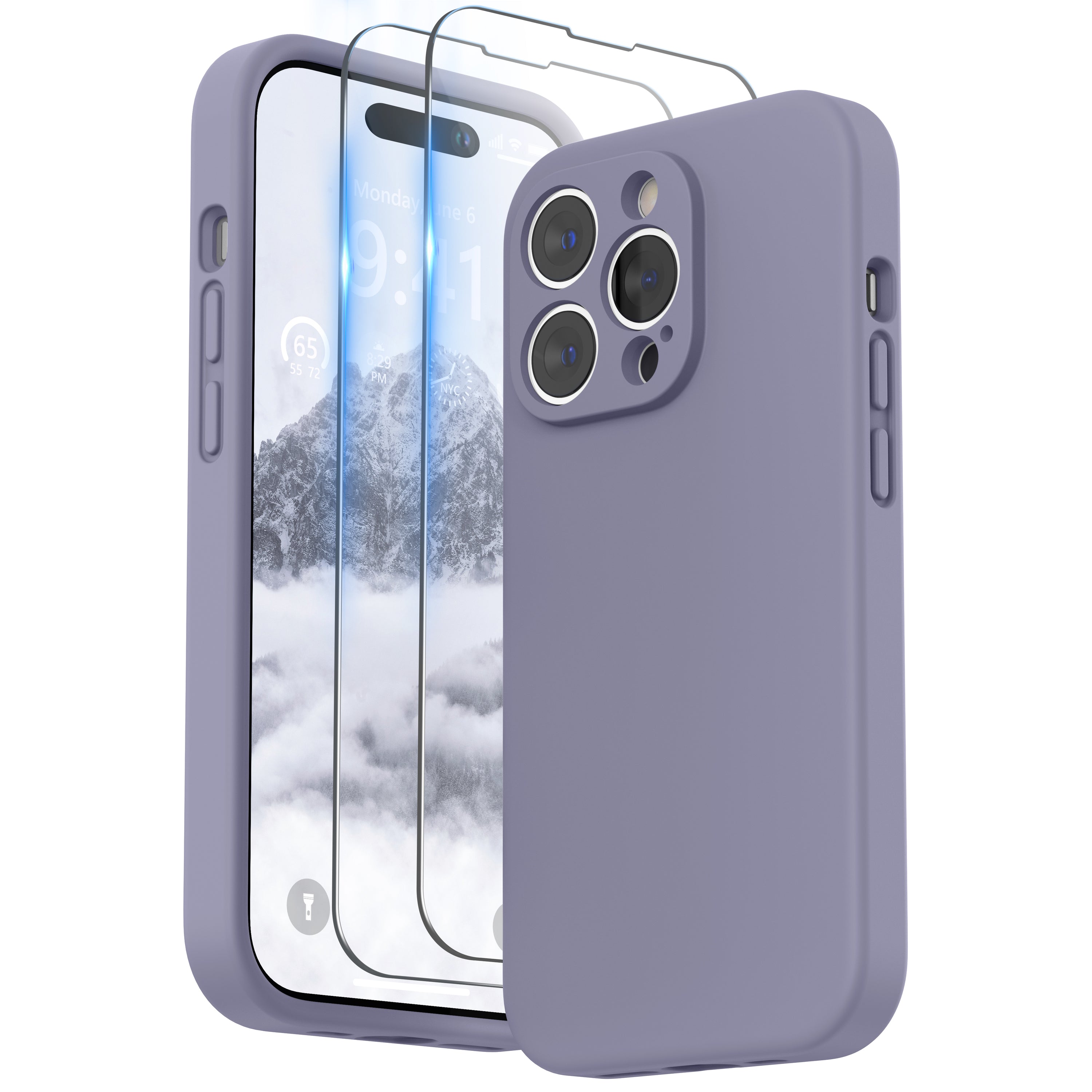 SURPHY Designed for iPhone 14 Pro Max Case with Screen Protector, (with Camera Protection + Soft Microfiber Lining) Liquid Silicone Phone Case