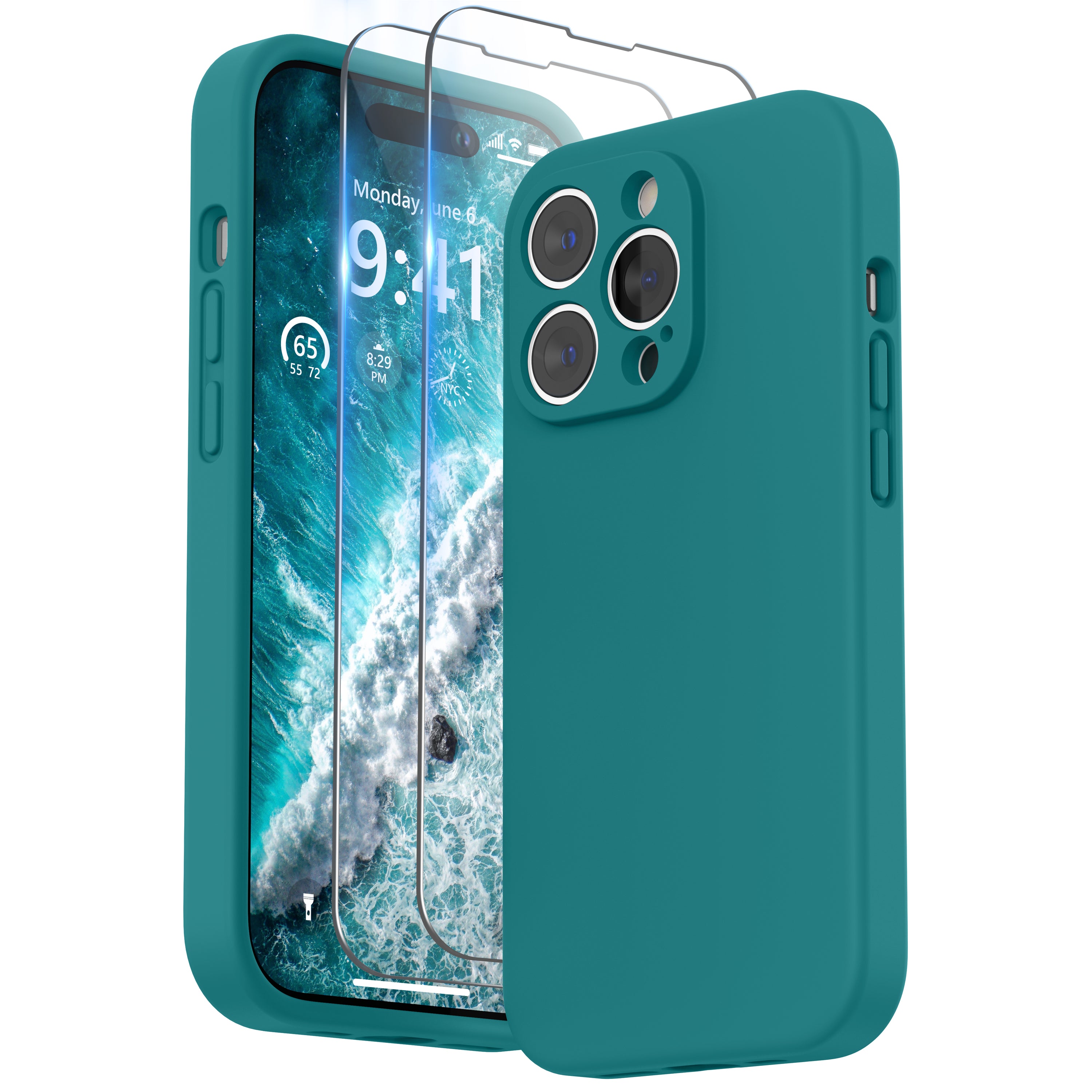 SURPHY Designed for iPhone 14 Pro Max Case with Screen Protector, (with Camera Protection + Soft Microfiber Lining) Liquid Silicone Phone Case