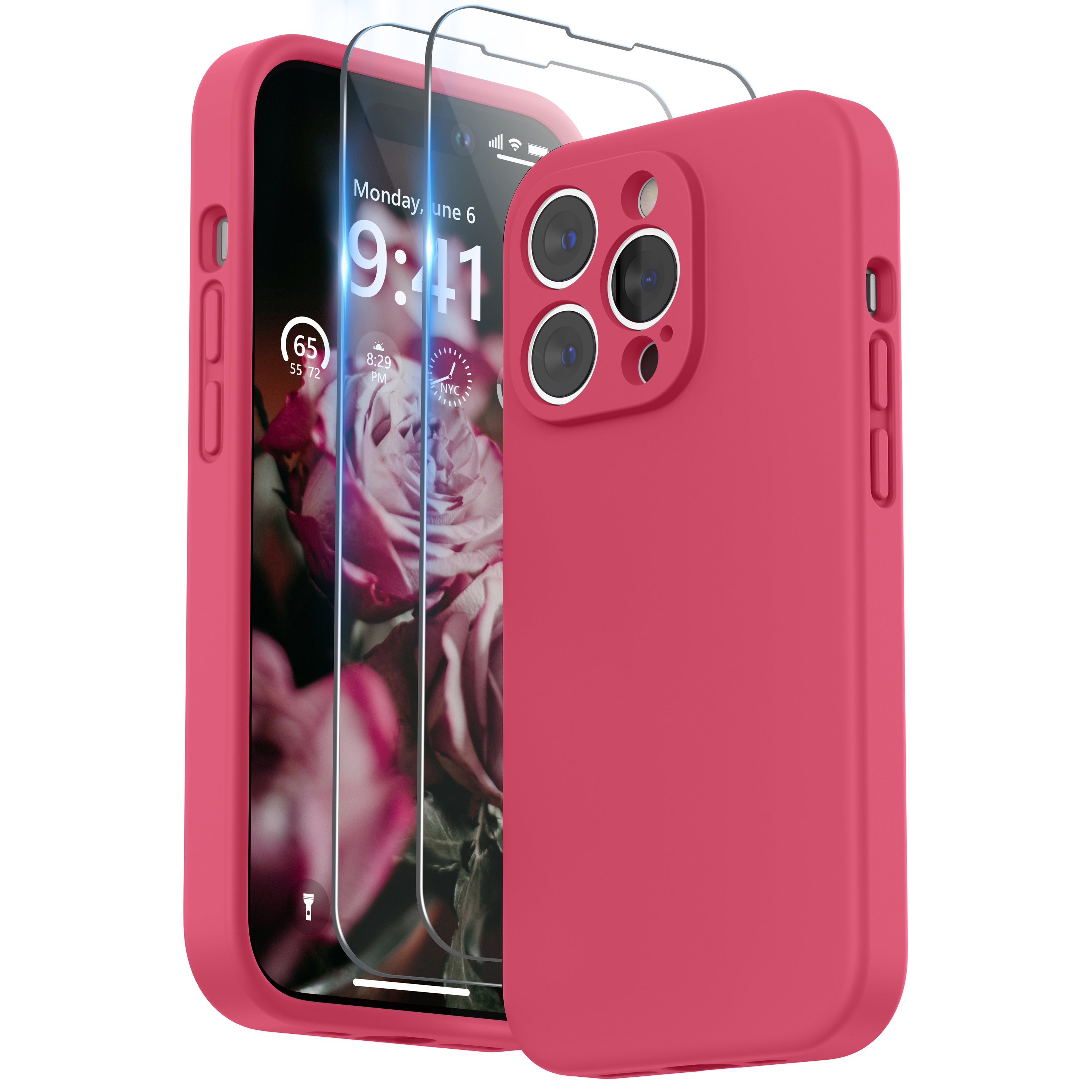 SURPHY Designed for iPhone 14 Pro Max Case with Screen Protector, (with Camera Protection + Soft Microfiber Lining) Liquid Silicone Phone Case