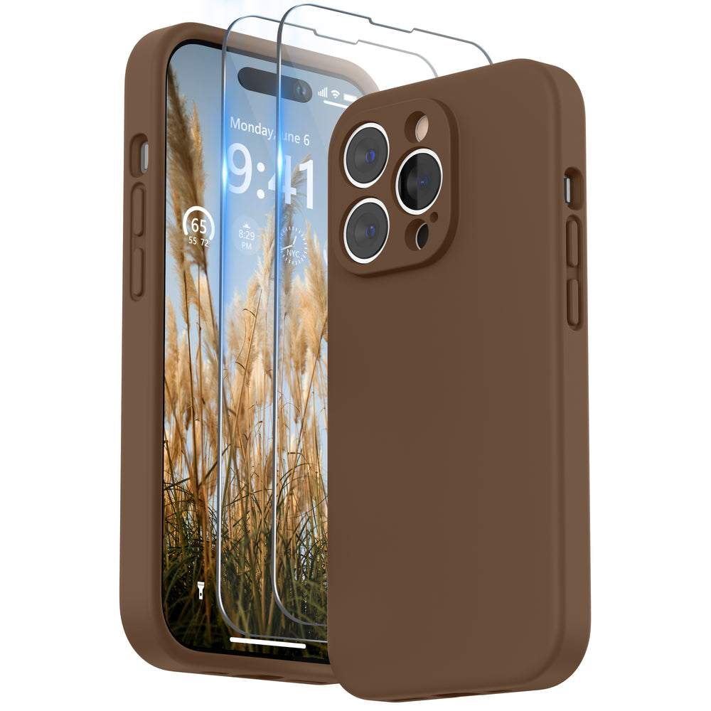 SURPHY Designed for iPhone 14 Pro Case with Screen Protector, (Camera Protection + Soft Microfiber Lining) Liquid Silicone Phone Case