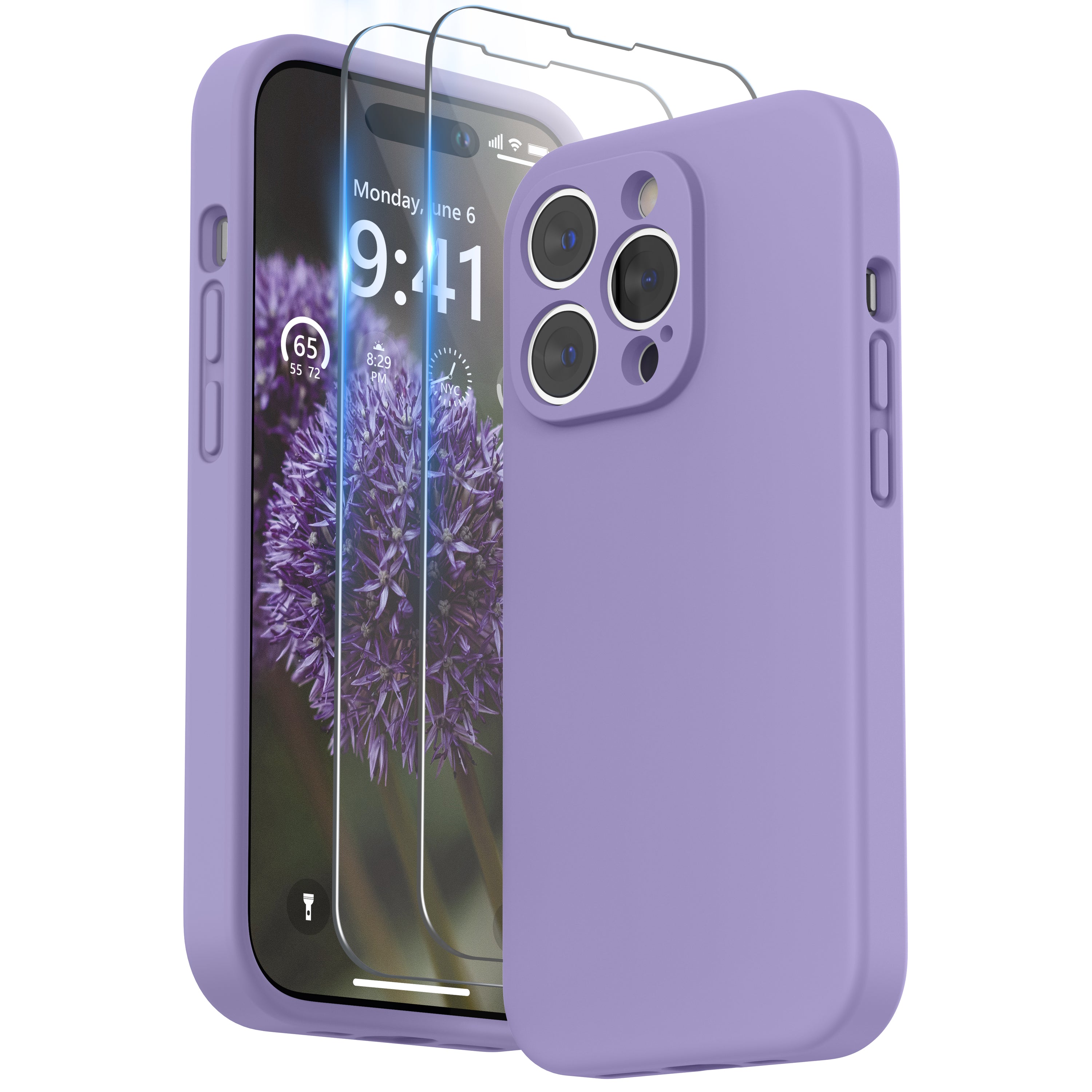 SURPHY Designed for iPhone 14 Pro Max Case with Screen Protector, (with Camera Protection + Soft Microfiber Lining) Liquid Silicone Phone Case