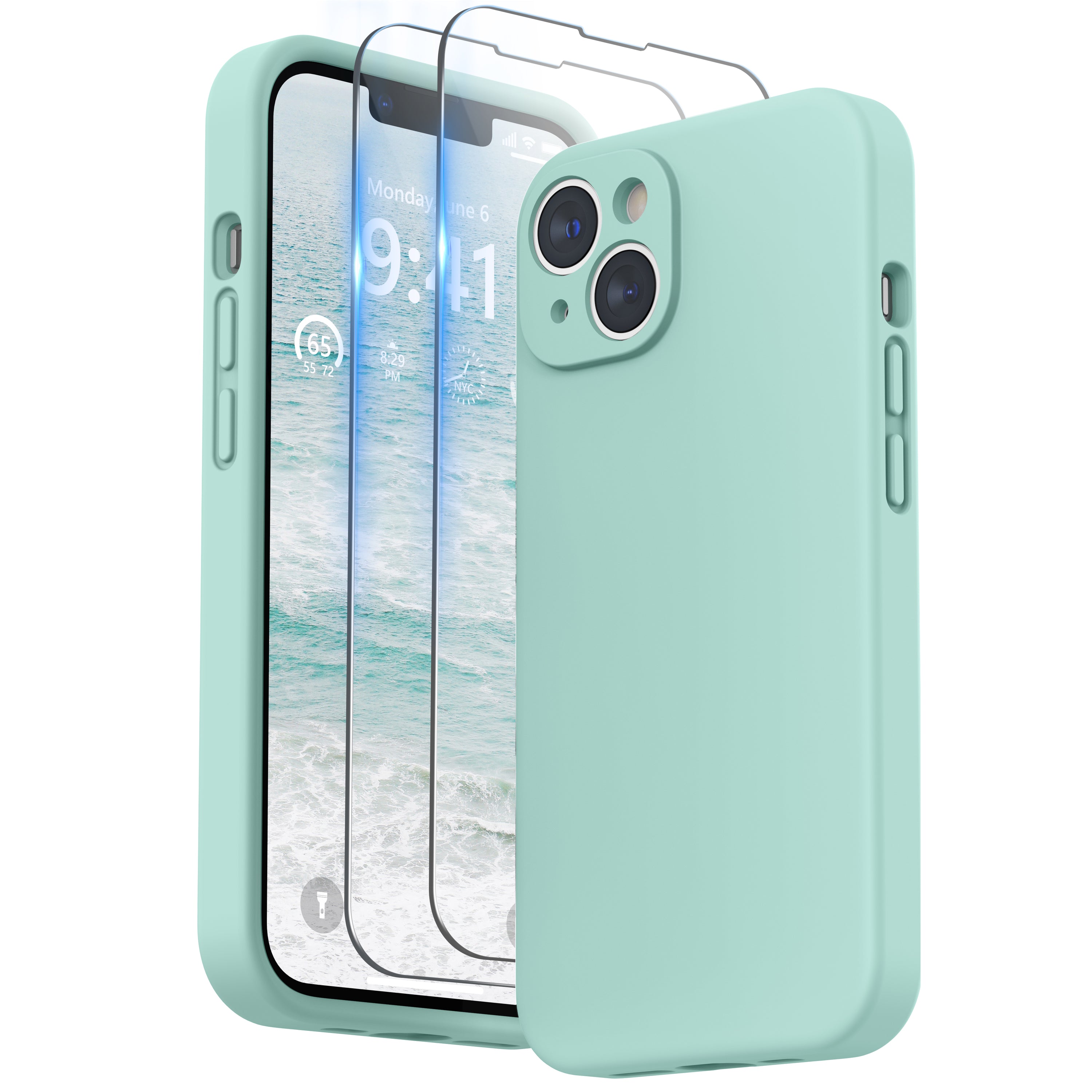 SURPHY Compatible with iPhone 14 Case with Screen Protector (Camera Protection + Soft Microfiber Lining) Liquid Silicone Phone Case 6.1 inch 2022
