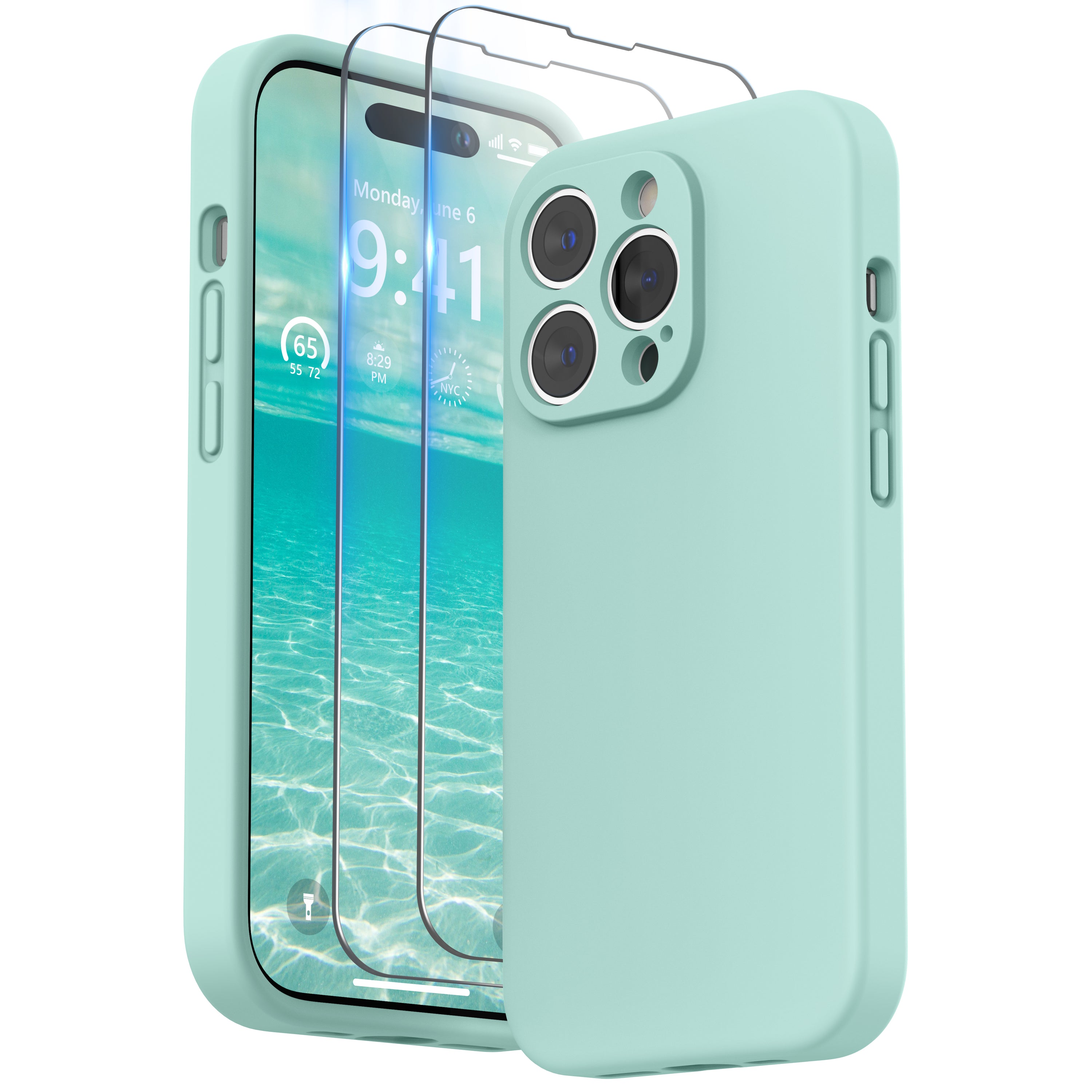 SURPHY Designed for iPhone 14 Pro Max Case with Screen Protector, (with Camera Protection + Soft Microfiber Lining) Liquid Silicone Phone Case