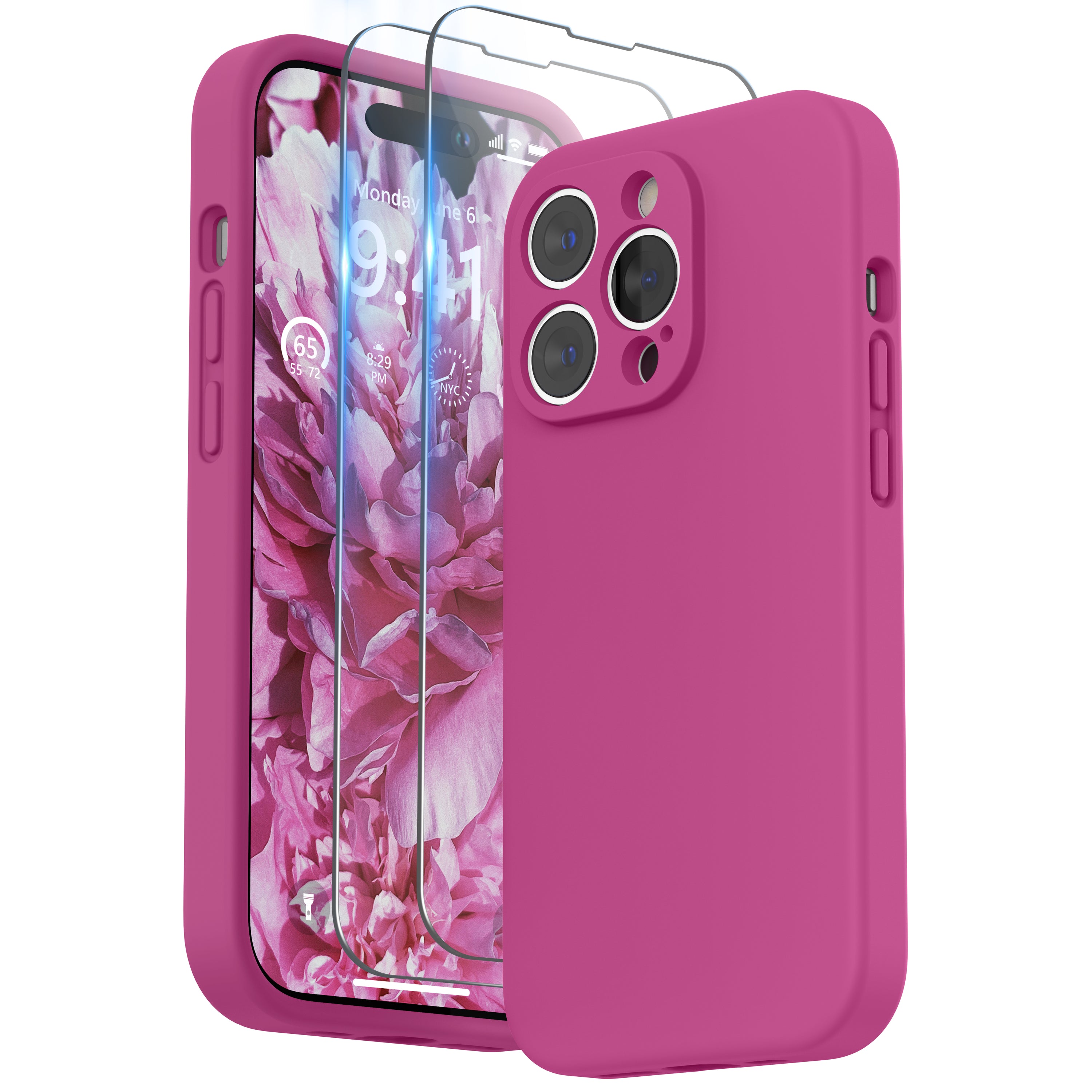 SURPHY Designed for iPhone 14 Pro Max Case with Screen Protector, (with Camera Protection + Soft Microfiber Lining) Liquid Silicone Phone Case