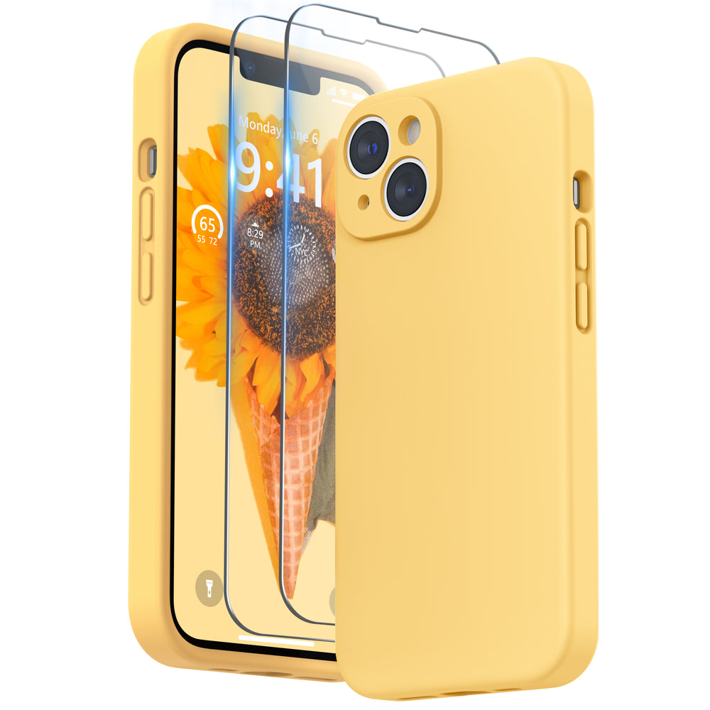 SURPHY Compatible with iPhone 14 Case with Screen Protector (Camera Protection + Soft Microfiber Lining) Liquid Silicone Phone Case 6.1 inch 2022