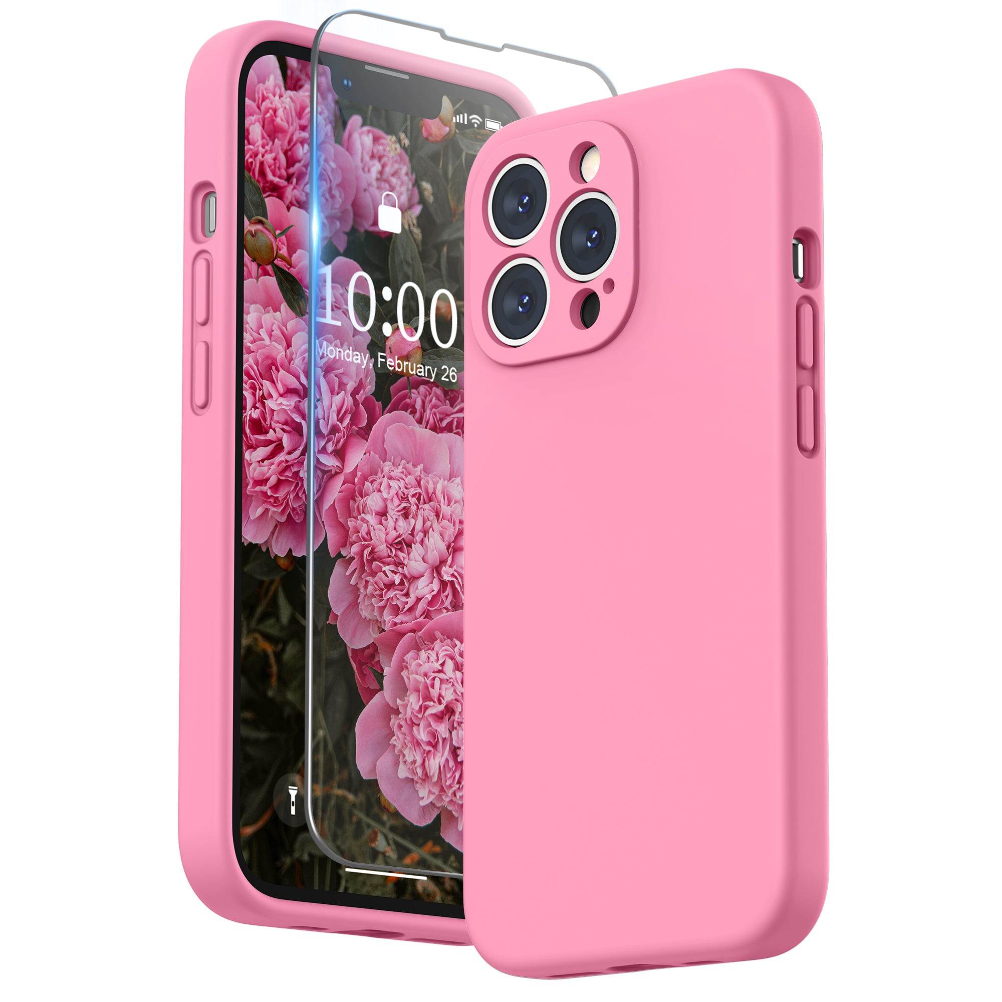 SURPHY iPhone13 Proケース シリコン, フィルム付き 6.1インチ対応(2021)アイフォン13 プロシリコンケース(レンズの全面保護) 耐衝撃 超軽量 指紋防止 全面保護 iPhone13 Proソフトカバー