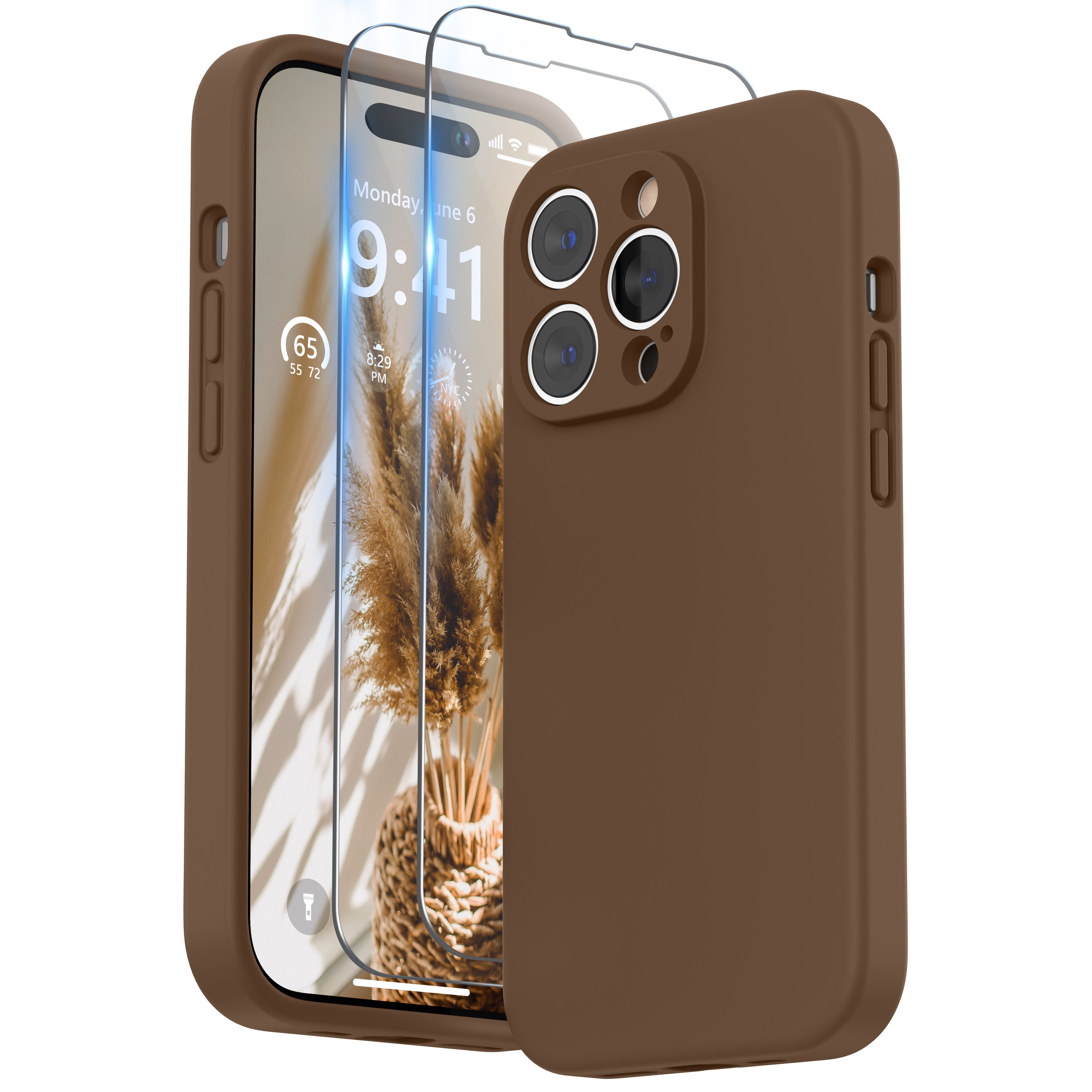 SURPHY Designed for iPhone 14 Pro Max Case with Screen Protector, (with Camera Protection + Soft Microfiber Lining) Liquid Silicone Phone Case