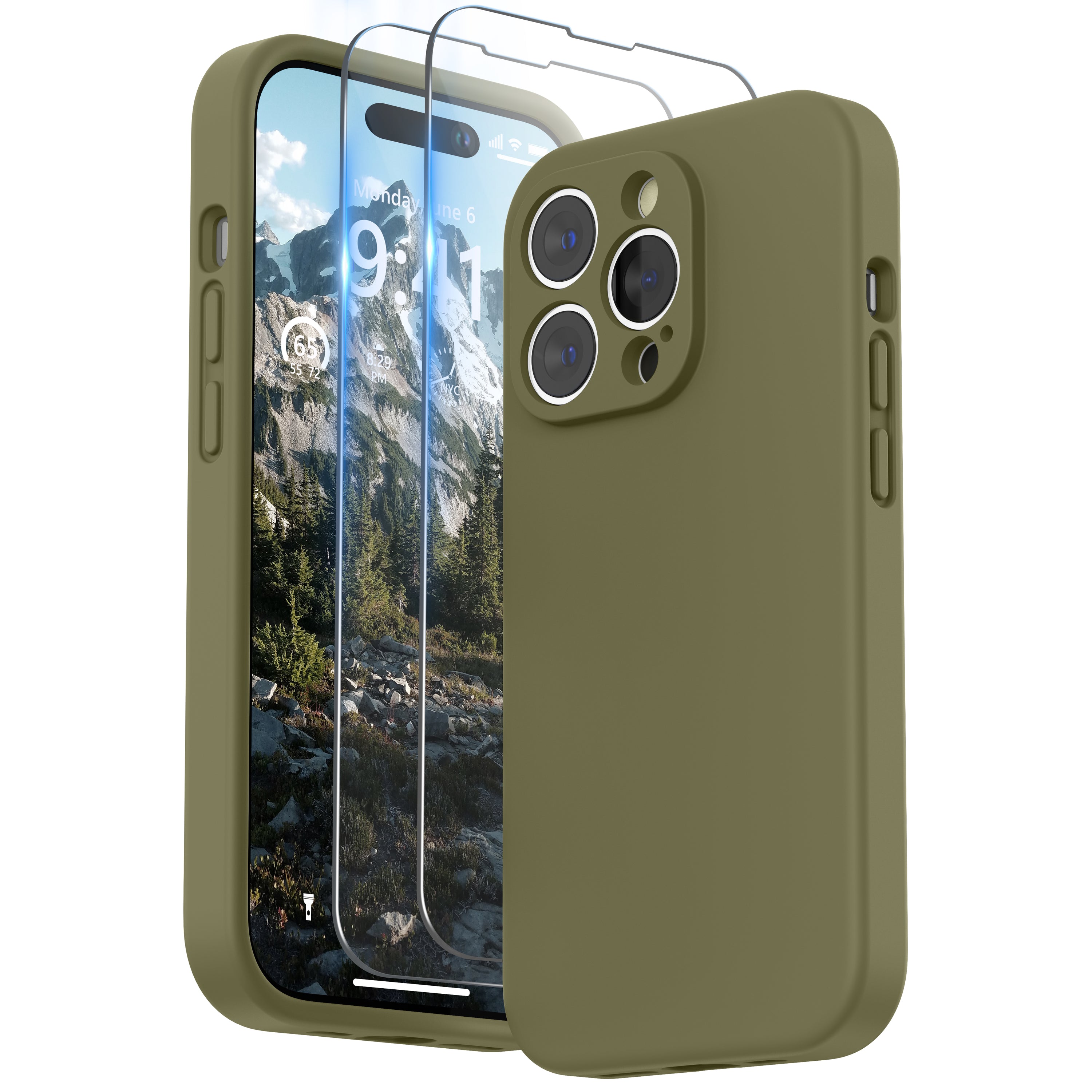 SURPHY Designed for iPhone 14 Pro Max Case with Screen Protector, (with Camera Protection + Soft Microfiber Lining) Liquid Silicone Phone Case
