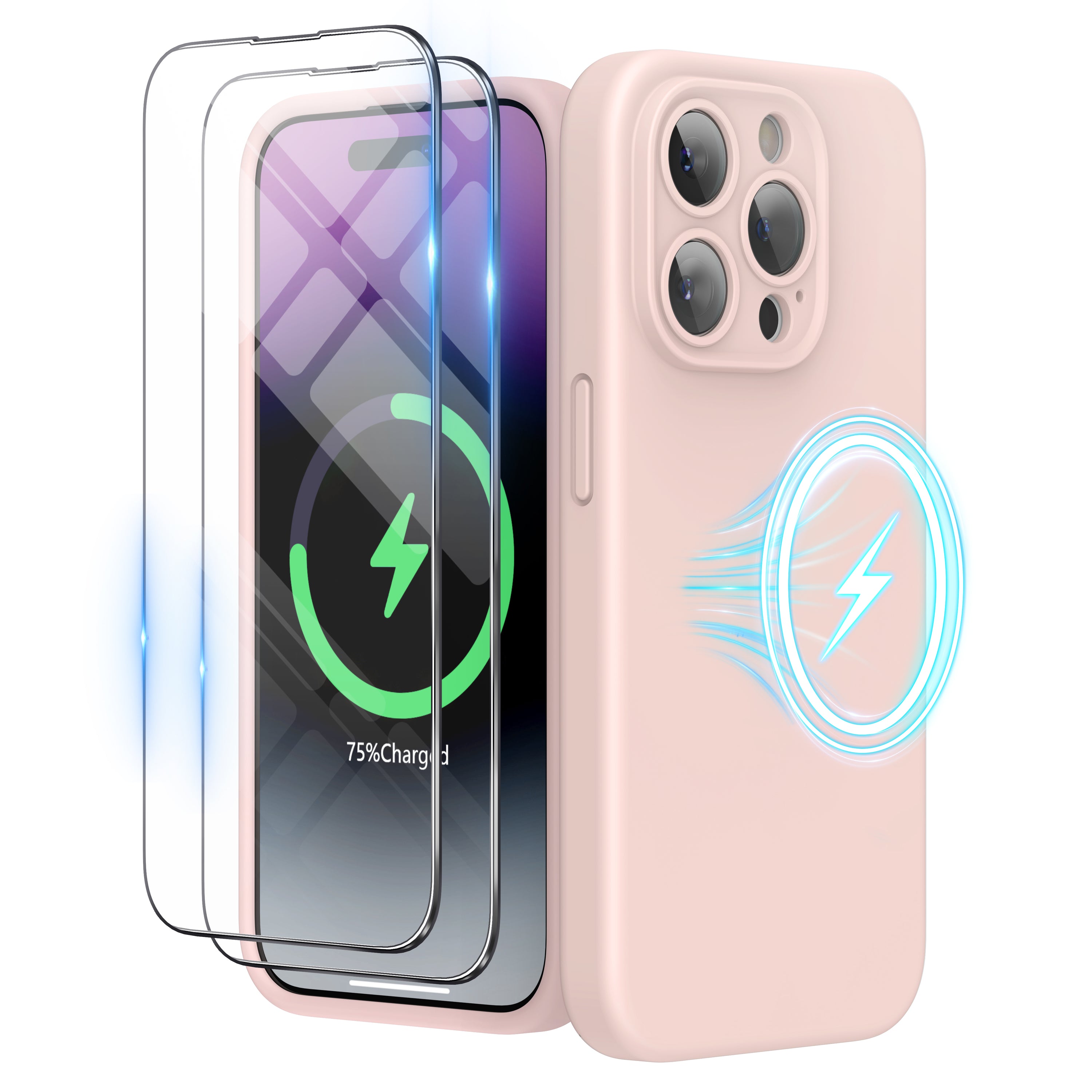 SURPHY Designed for iPhone 15 Plus Case Compatible with MagSafe (6.7 inch 2023), with 2 Pack Screen Protector, Liquid Silicone Phone Case (Camera Protective + Soft Microfiber Lining)
