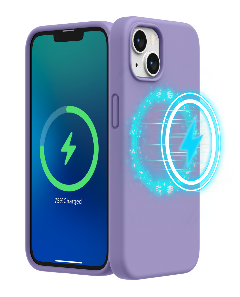 SURPHY Magnetische Hülle für iPhone 13, kompatibel mit MagSafe (6,1 Zoll, Version 2021), flüssige Silikon-Handyhülle mit Mikrofaser-Innenfutter