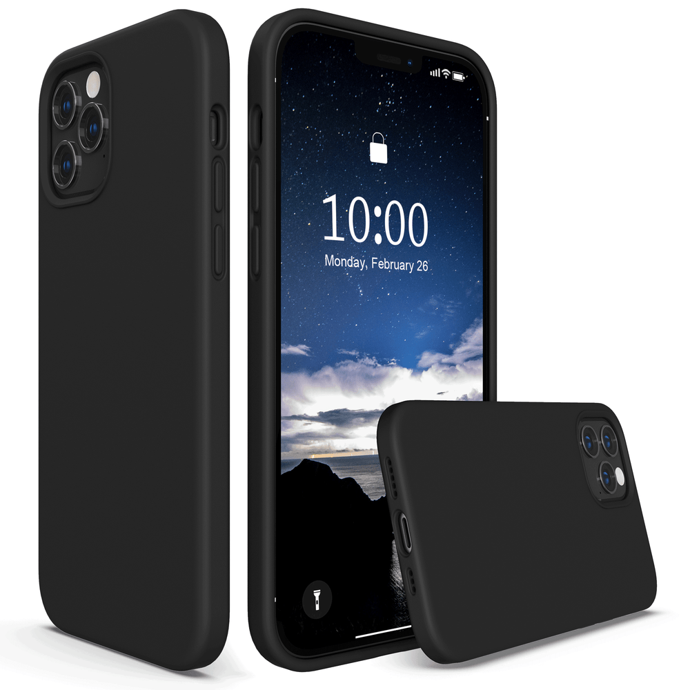 SURPHY Silikonhülle kompatibel mit iPhone 12 Hülle und iPhone 12 Pro Hülle 6,1 Zoll 2020, flüssige Silikon-Handyhülle (mit Mikrofaserfutter), entworfen für iPhone 12 und 12 Pro