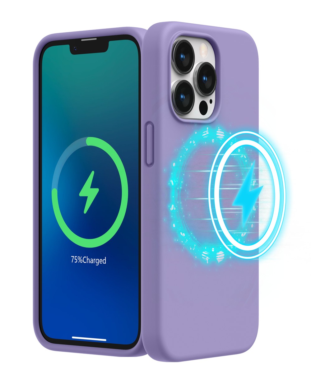 SURPHY Magnetische Hülle für iPhone 13 Pro, kompatibel mit MagSafe (6,1 Zoll, Version 2021), flüssige Silikon-Handyhülle mit Mikrofaserfutter