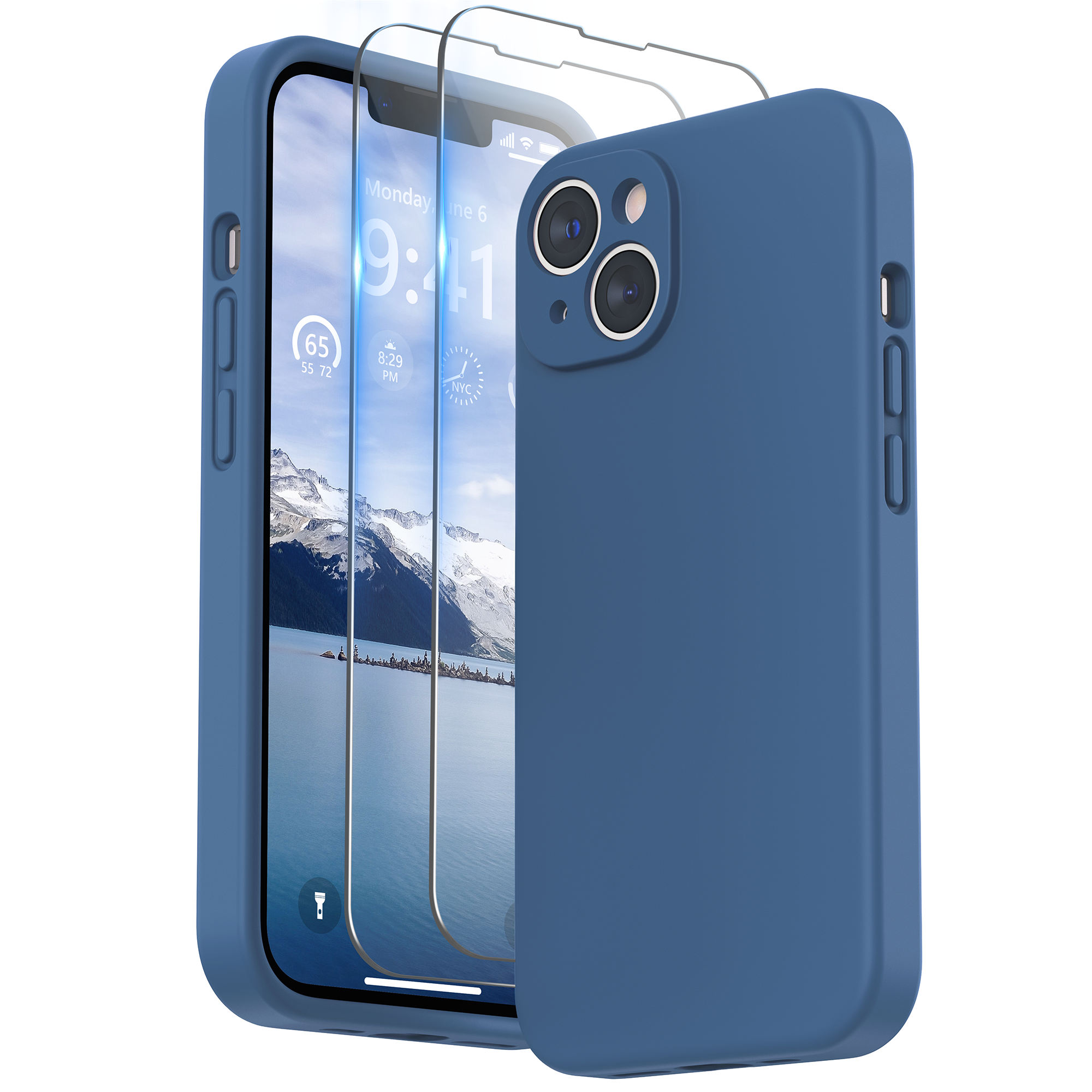 SURPHY Compatible with iPhone 14 Case with Screen Protector (Camera Protection + Soft Microfiber Lining) Liquid Silicone Phone Case 6.1 inch 2022