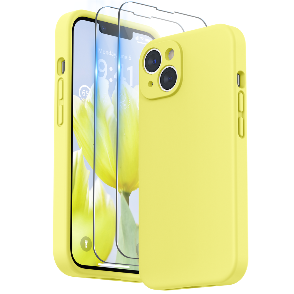 SURPHY Designed for iPhone 14 Plus Case with Screen Protector and Camera Protection, Liquid Silicone Phone Case with Soft Microfiber Lining