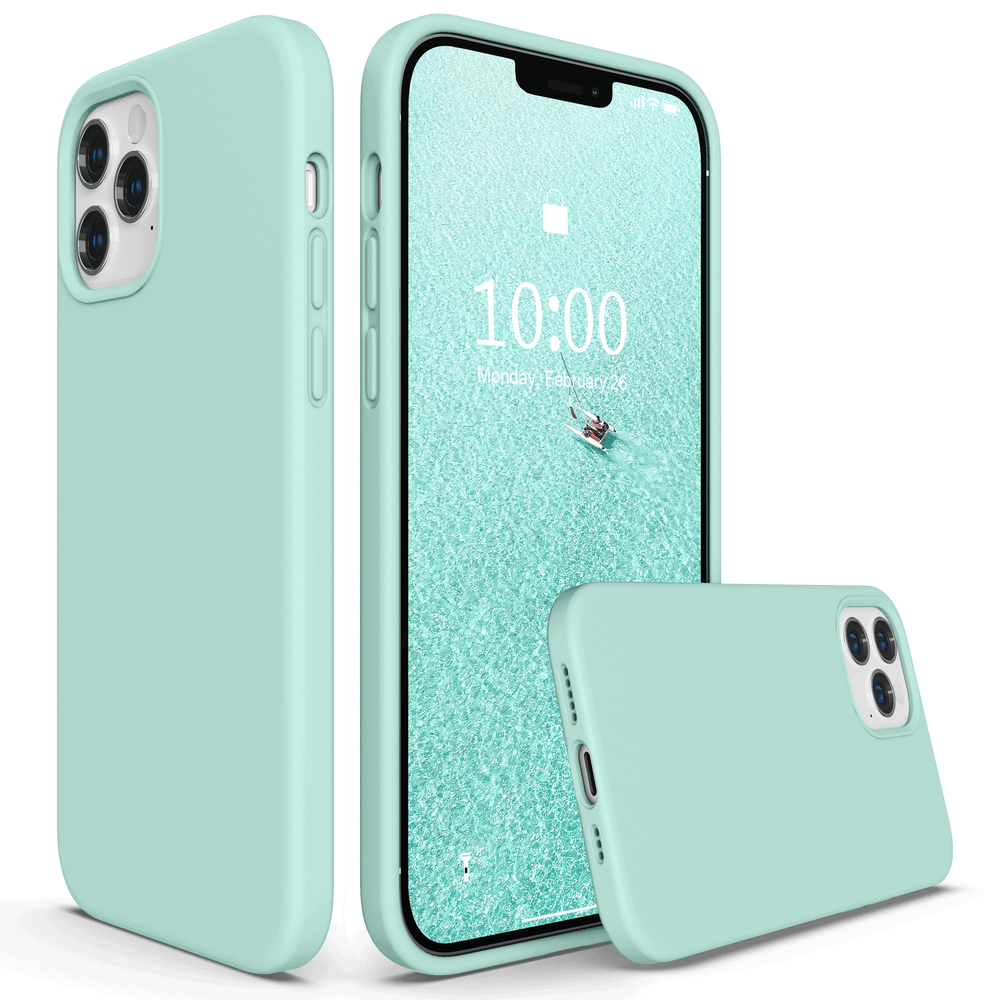 SURPHY Silikonhülle kompatibel mit iPhone 12 Hülle und iPhone 12 Pro Hülle 6,1 Zoll 2020, flüssige Silikon-Handyhülle (mit Mikrofaserfutter), entworfen für iPhone 12 und 12 Pro