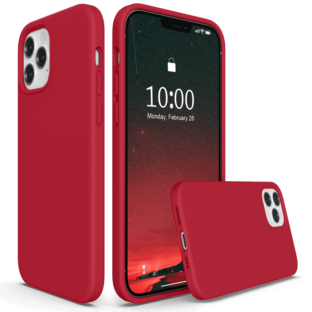 SURPHY Silikonhülle kompatibel mit iPhone 12 Hülle und iPhone 12 Pro Hülle 6,1 Zoll 2020, flüssige Silikon-Handyhülle (mit Mikrofaserfutter), entworfen für iPhone 12 und 12 Pro