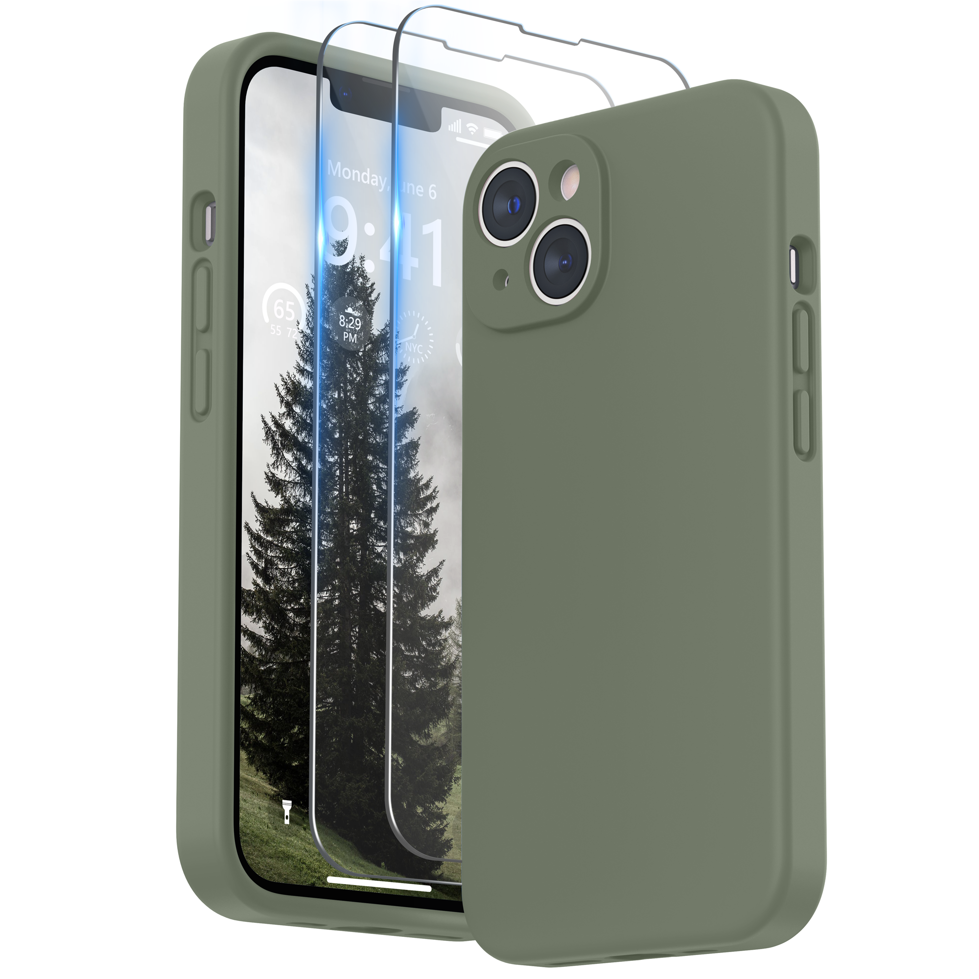 SURPHY Compatible with iPhone 14 Case with Screen Protector (Camera Protection + Soft Microfiber Lining) Liquid Silicone Phone Case 6.1 inch 2022