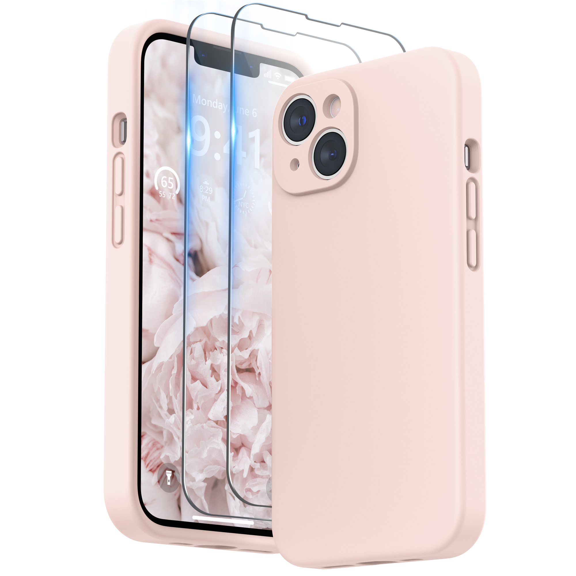 SURPHY Designed for iPhone 14 Plus Case with Screen Protector and Camera Protection, Liquid Silicone Phone Case with Soft Microfiber Lining