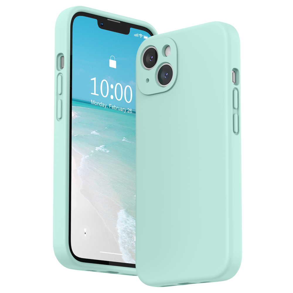 SURPHY Silikonhülle kompatibel mit iPhone 13 Hülle (6,1 Zoll 2021), mit Kameraschutz, flüssige Silikon-Handyhülle mit Mikrofaserfutter