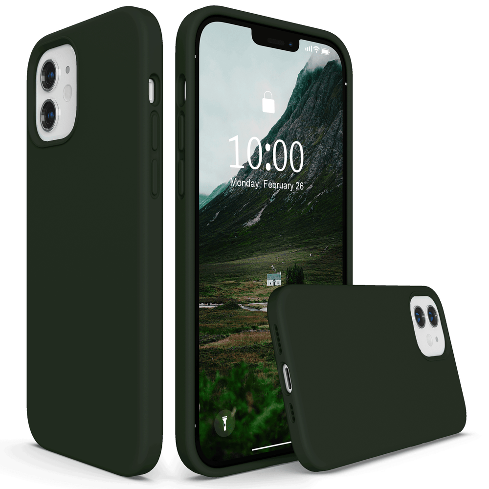 SURPHY Silikonhülle kompatibel mit iPhone 12 Hülle und iPhone 12 Pro Hülle 6,1 Zoll 2020, flüssige Silikon-Handyhülle (mit Mikrofaserfutter), entworfen für iPhone 12 und 12 Pro