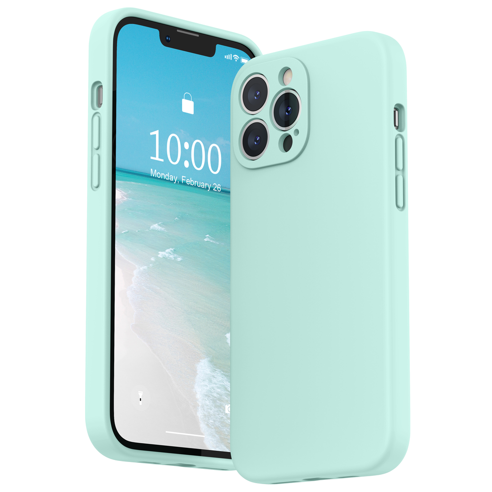 SURPHY Silikonhülle kompatibel mit iPhone 13 Pro Max Hülle (6,7 Zoll 2021), mit Kameraschutz, flüssige Silikon-Handyhülle mit Mikrofaserfutter