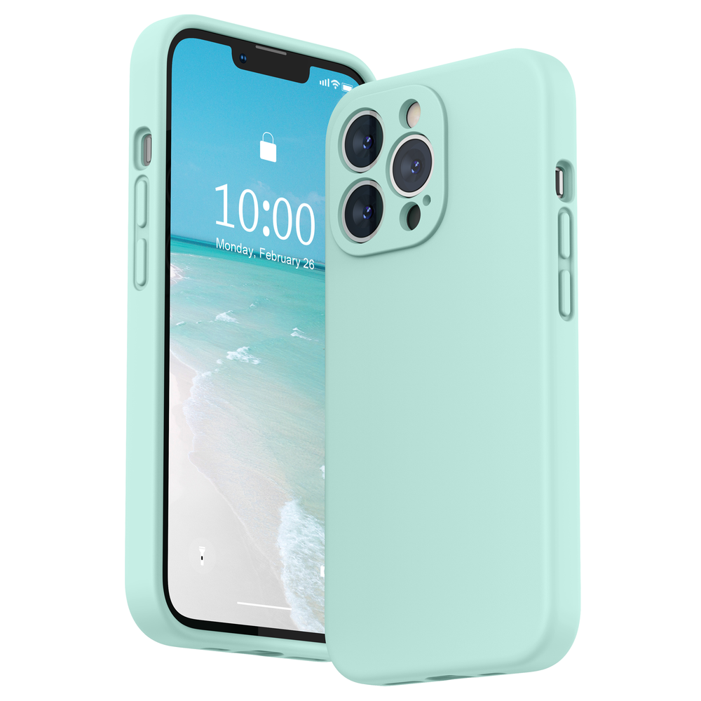 SURPHY Silikonhülle kompatibel mit iPhone 13 Pro Hülle (6,1 Zoll 2021), mit Kameraschutz, flüssige Silikon-Handyhülle mit Mikrofaserfutter