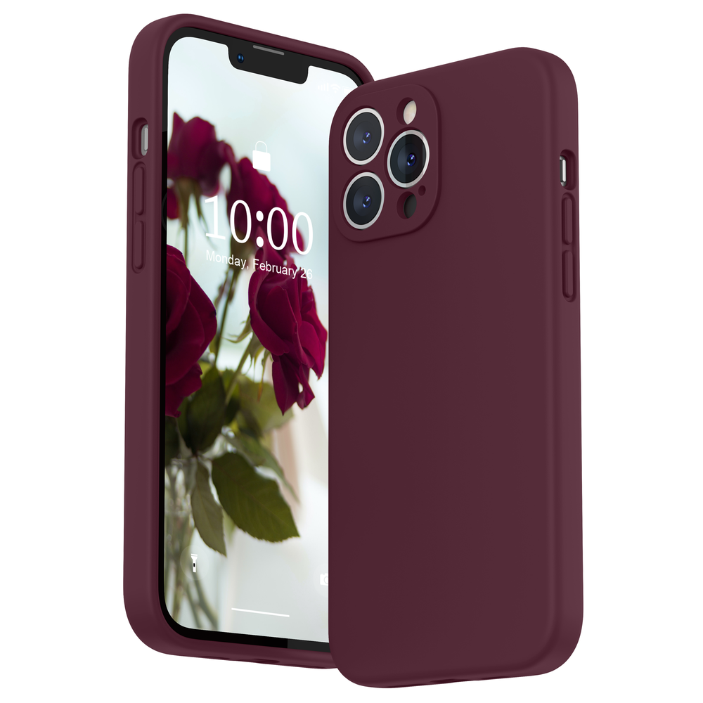 SURPHY Silikonhülle kompatibel mit iPhone 13 Pro Max Hülle (6,7 Zoll 2021), mit Kameraschutz, flüssige Silikon-Handyhülle mit Mikrofaserfutter