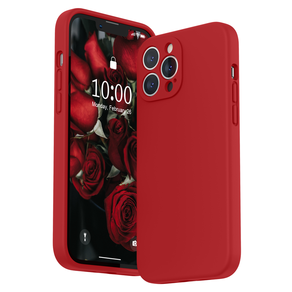 SURPHY Silikonhülle kompatibel mit iPhone 13 Pro Max Hülle (6,7 Zoll 2021), mit Kameraschutz, flüssige Silikon-Handyhülle mit Mikrofaserfutter