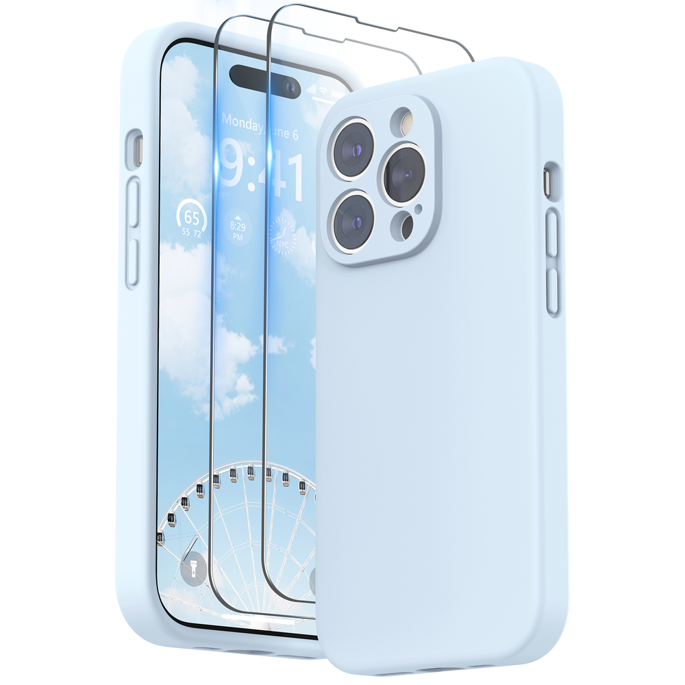 SURPHY Designed for iPhone 14 Pro Max Case with Screen Protector, (with Camera Protection + Soft Microfiber Lining) Liquid Silicone Phone Case
