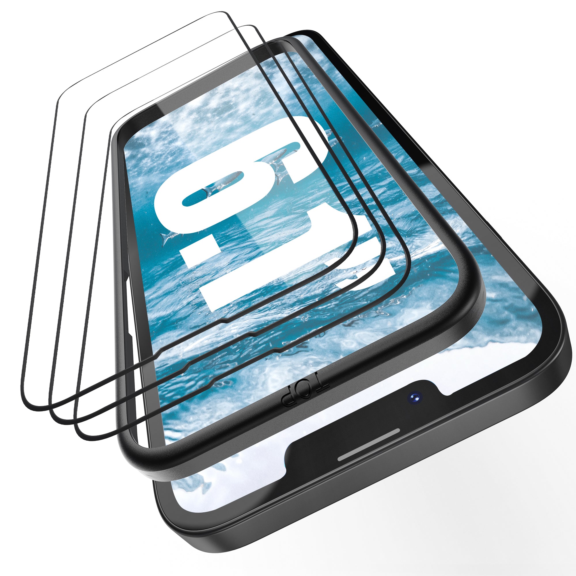 SURPHY Vetro Temperato Per IPhone 15 / 15 Pro (6.1”) - 3 Pezzi - Trasparente HD Con Cornice Nera - 5