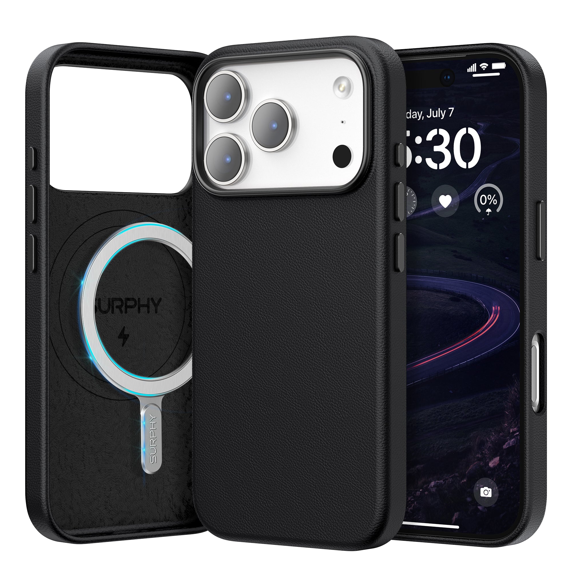 SURPHY Case for iPhone 17 Pro Max Case (6.9 inch 2025), Compatible with MagSafe, Faux Leather 17 Pro Max Phone Cases Whit Soft Microfiber Lining, Brown