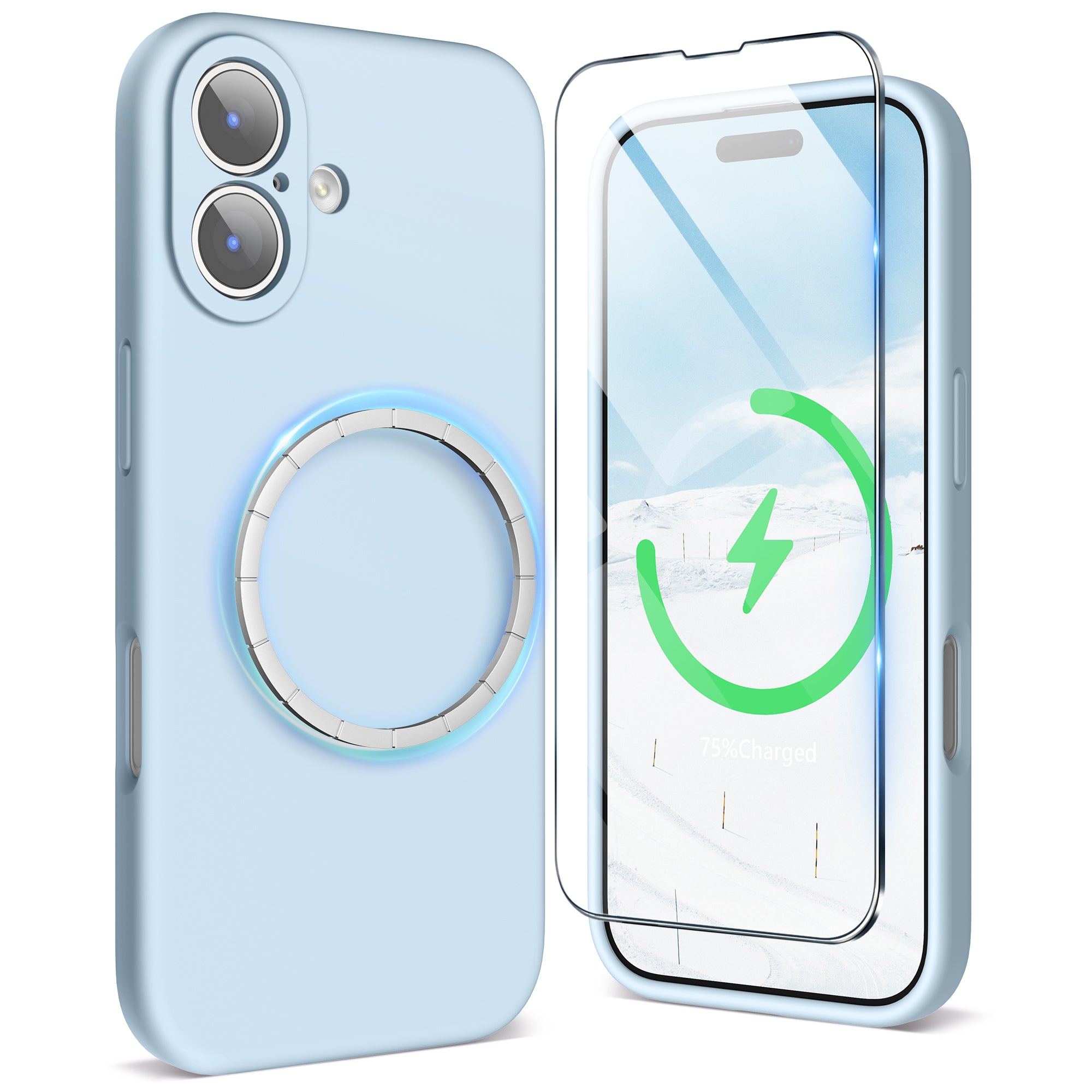 SURPHY Case for iPhone 17 Case with Screen Protector (6.3 inch 2025), Compatible with MagSafe, Liquid Silicone 17 Phone Cases Whit Soft Microfiber Lining
