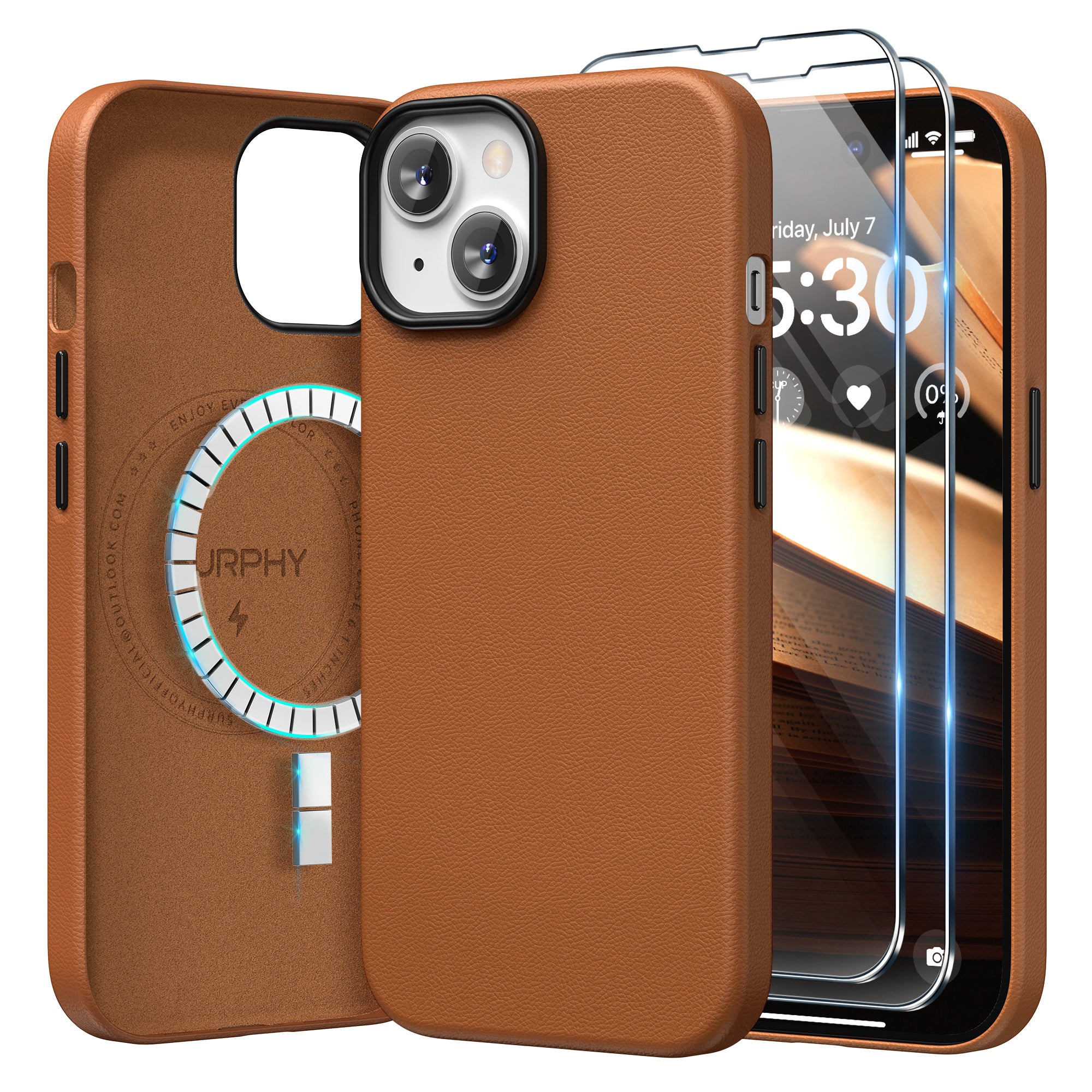 SURPHY Designed for iPhone 15 Plus Leather Case with Screen