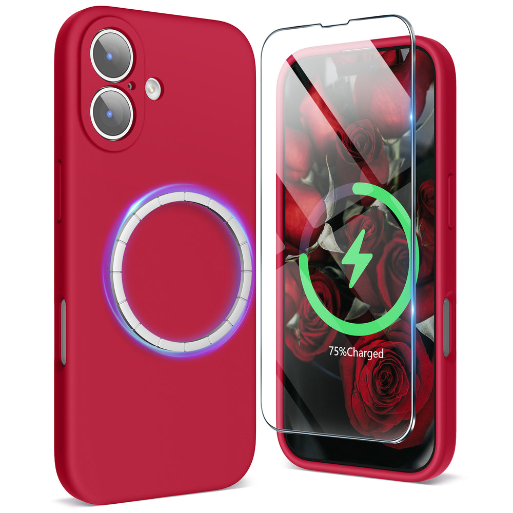 SURPHY Case for iPhone 17 Case with Screen Protector (6.3 inch 2025), Compatible with MagSafe, Liquid Silicone 17 Phone Cases Whit Soft Microfiber Lining