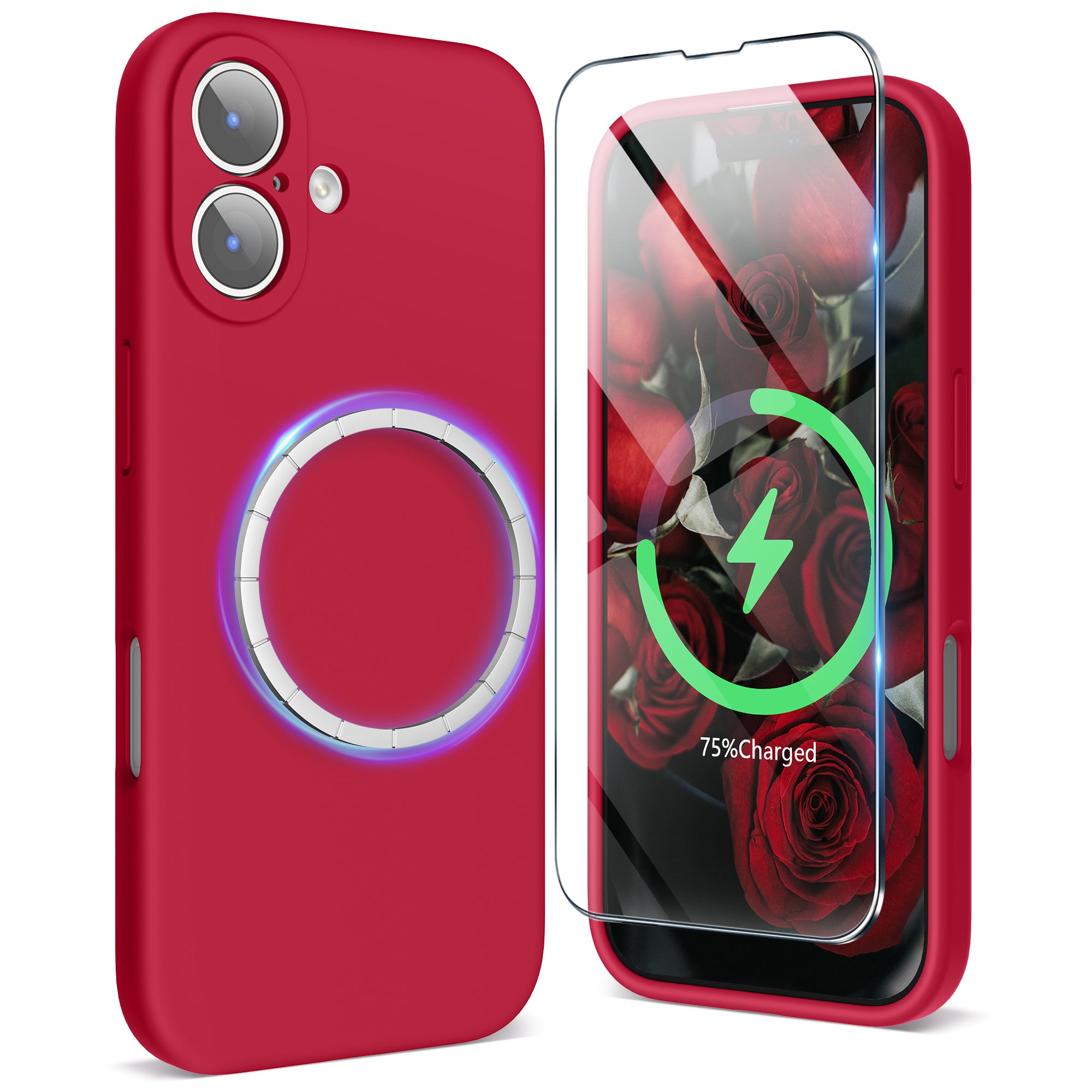 SURPHY Case for iPhone 17 Case with Screen Protector (6.3 inch 2025), Compatible with MagSafe, Liquid Silicone 17 Phone Cases Whit Soft Microfiber Lining