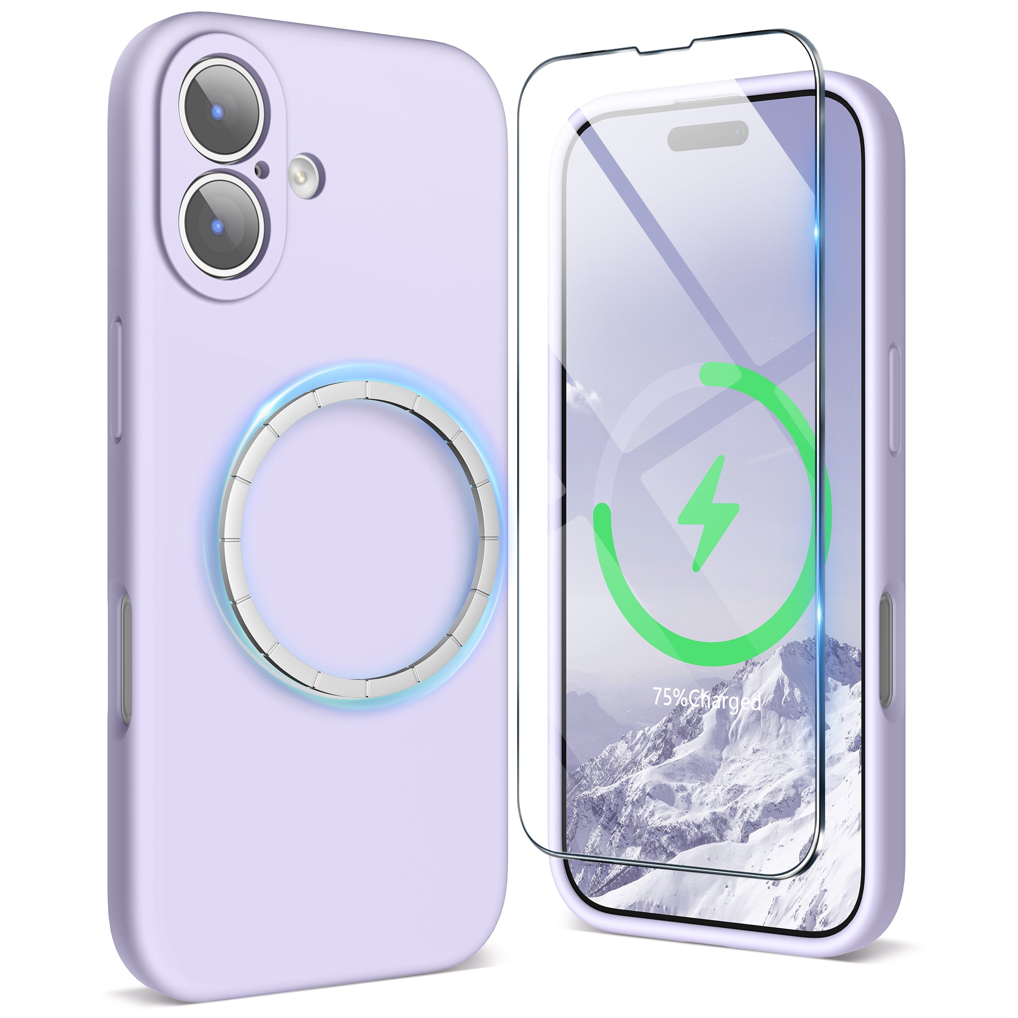 SURPHY Case for iPhone 17 Case with Screen Protector (6.3 inch 2025), Compatible with MagSafe, Liquid Silicone 17 Phone Cases Whit Soft Microfiber Lining