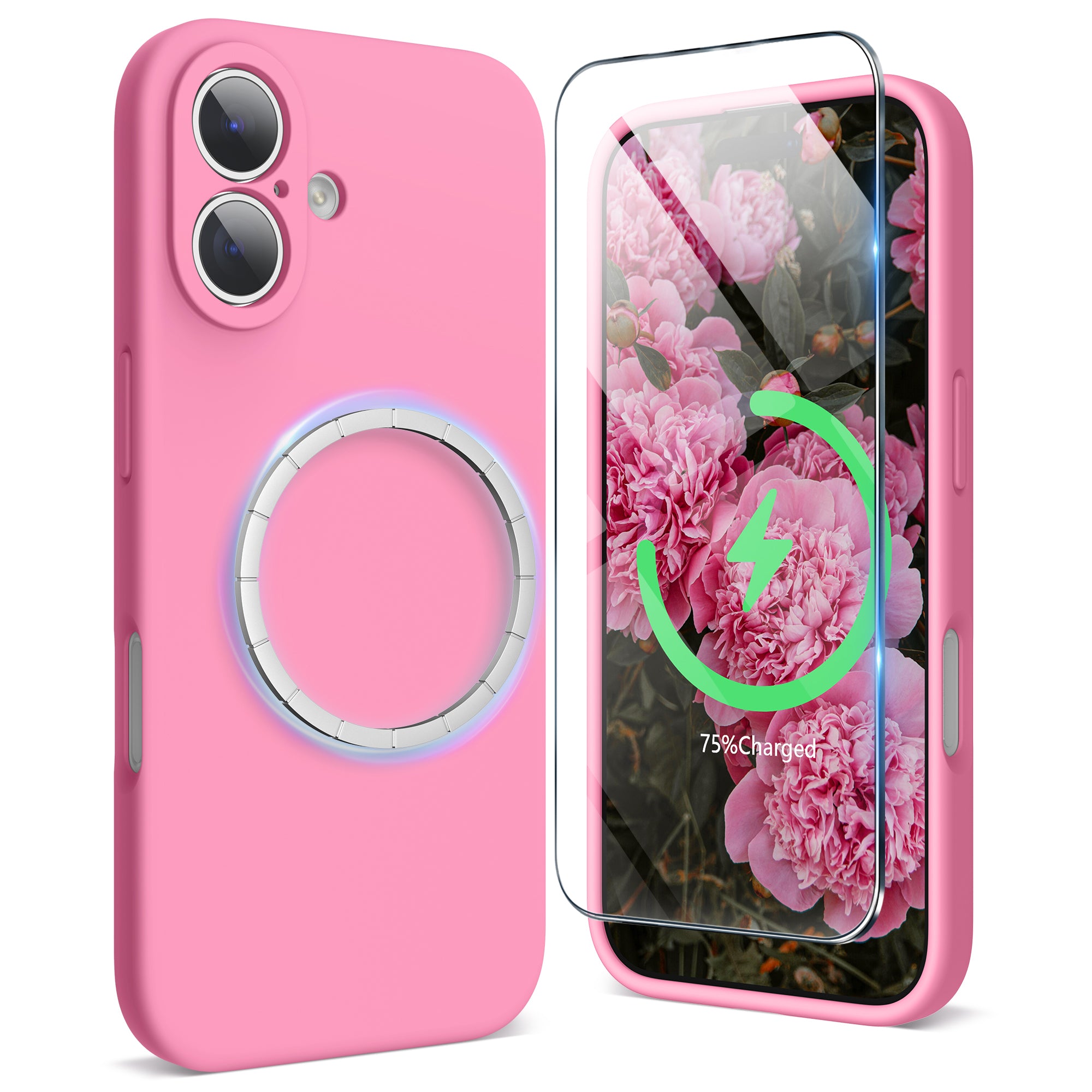 Outlet IPhone 6 Plus Pink Metallic 360 Protection Case With Toughened Glass Membrane