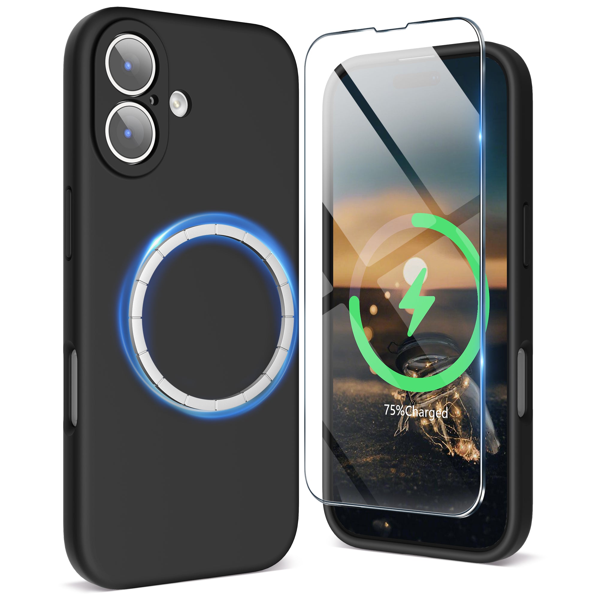 SURPHY Case for iPhone 17 Case with Screen Protector (6.3 inch 2025), Compatible with MagSafe, Liquid Silicone 17 Phone Cases Whit Soft Microfiber Lining