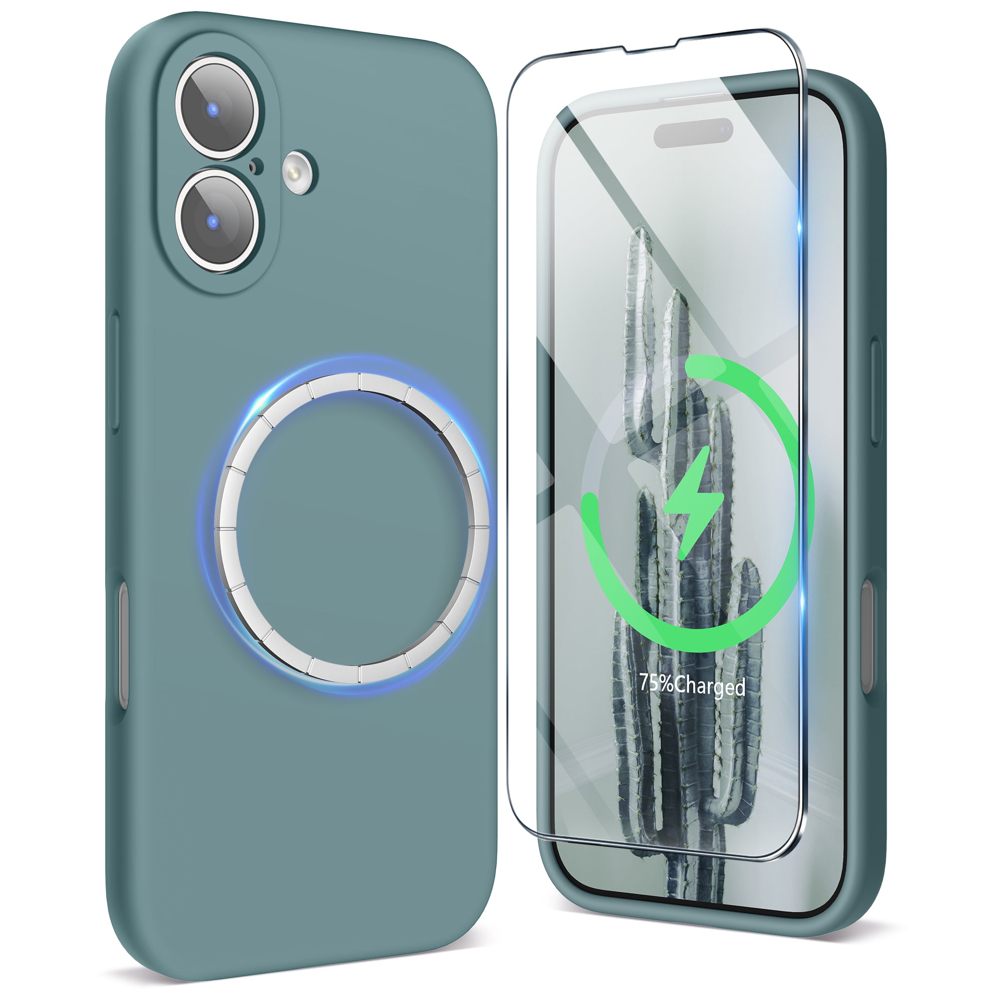 SURPHY Case for iPhone 17 Case with Screen Protector (6.3 inch 2025), Compatible with MagSafe, Liquid Silicone 17 Phone Cases Whit Soft Microfiber Lining